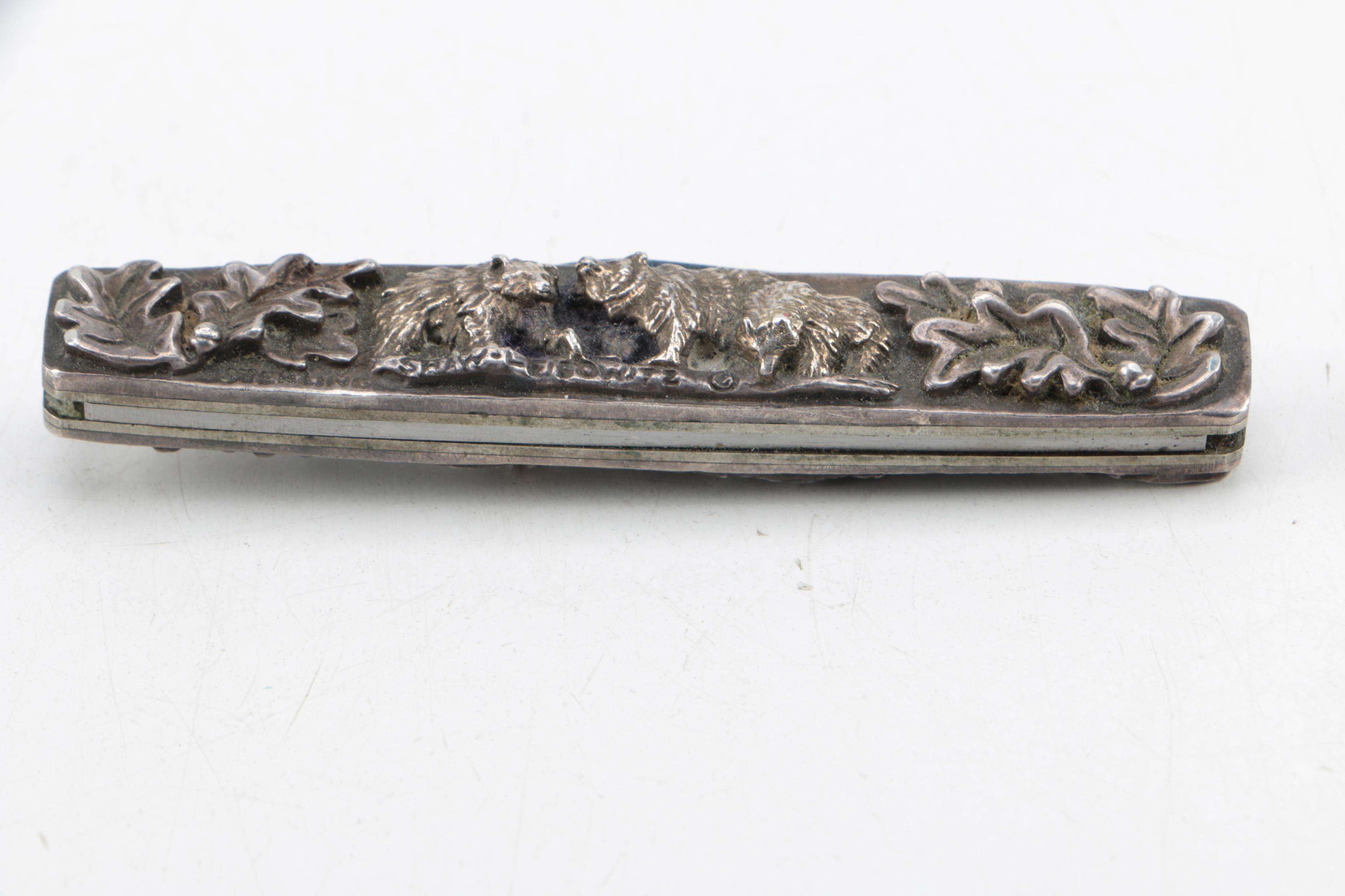 Shaw-Leigowitz Sterling Silver Pocket Knife with Bear Motif