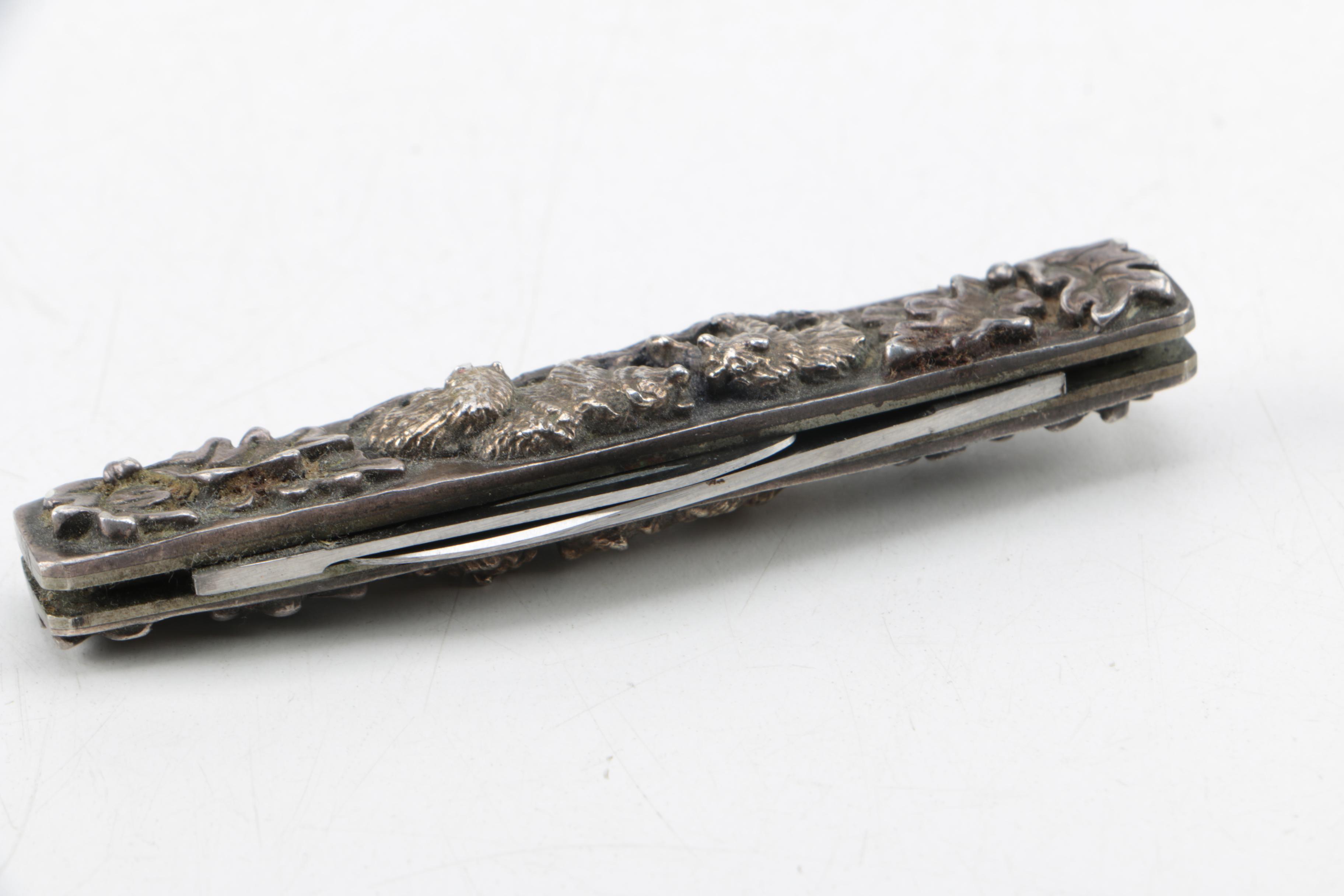 Shaw-Leigowitz Sterling Silver Pocket Knife with Bear Motif