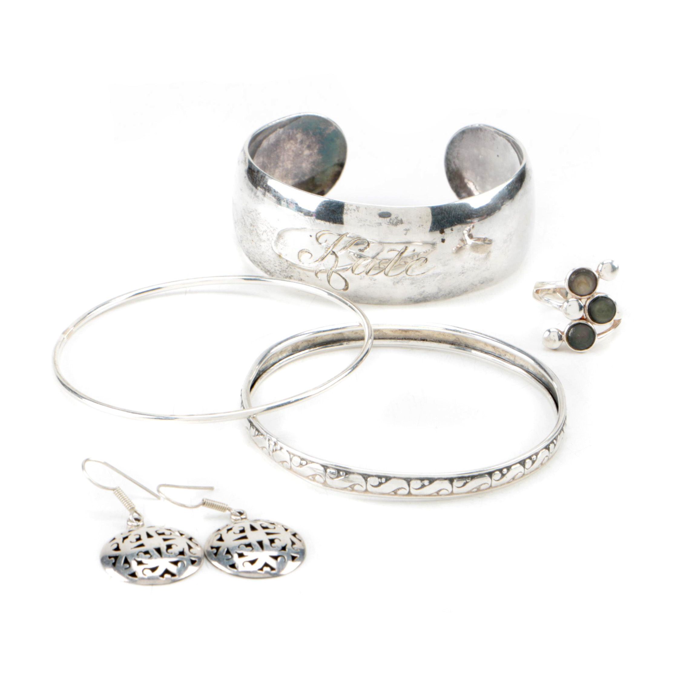 Assortment of Sterling Silver Jewelry Including Danecraft and Abalone