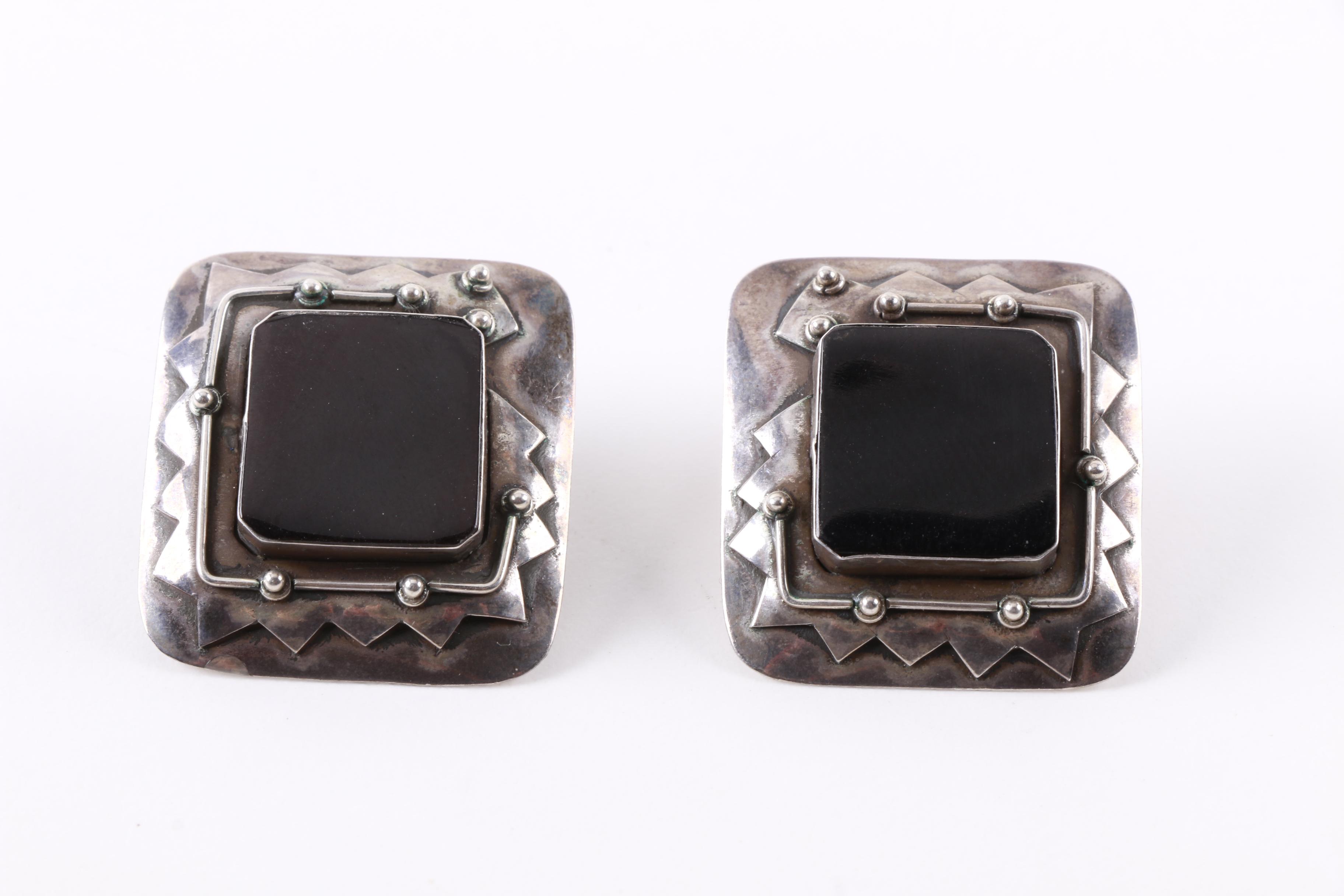 Assortment of Sterling Silver Earrings Including Onyx