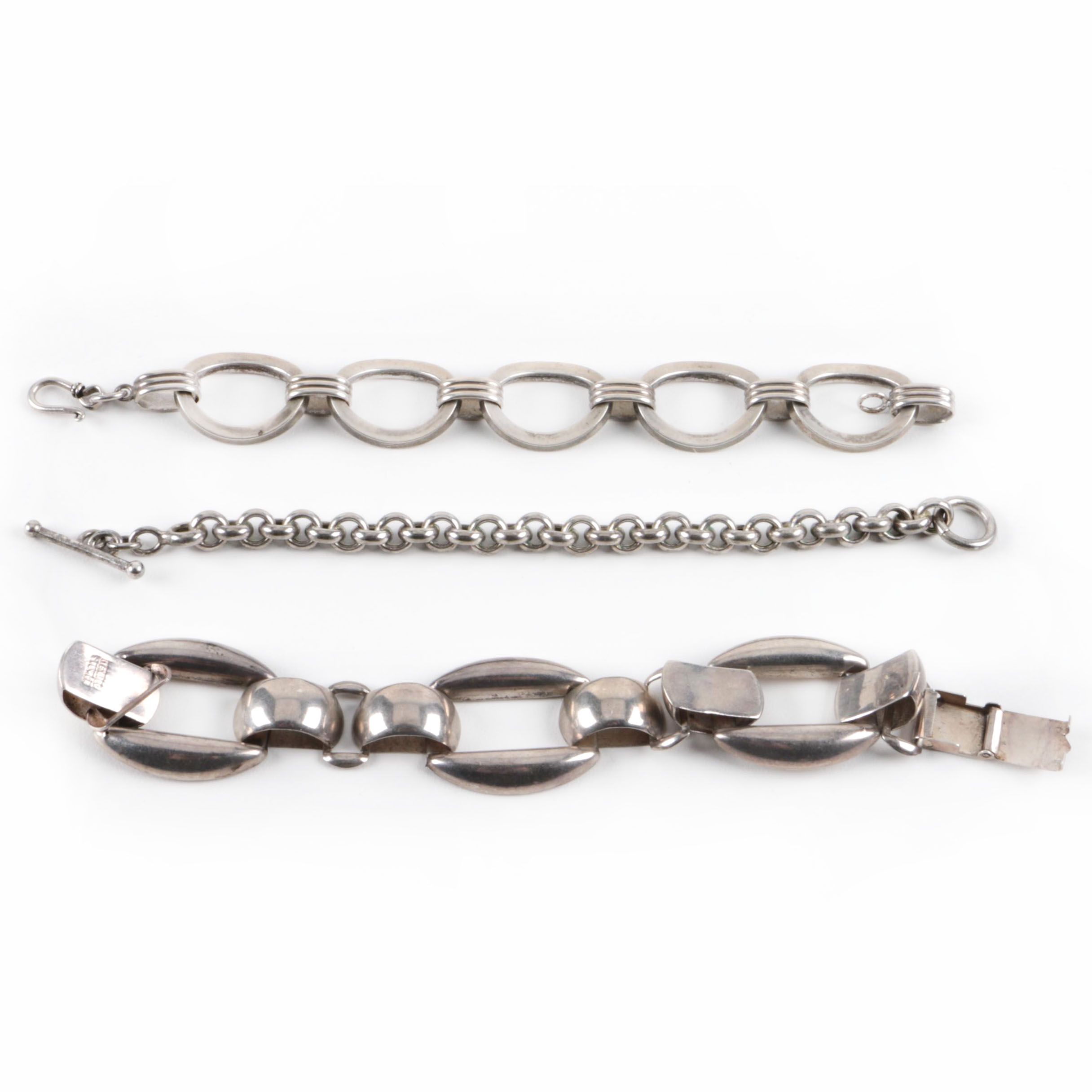 Set of Sterling Silver Link Bracelets