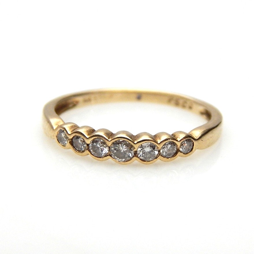 14K Yellow Gold Diamond Band Ring