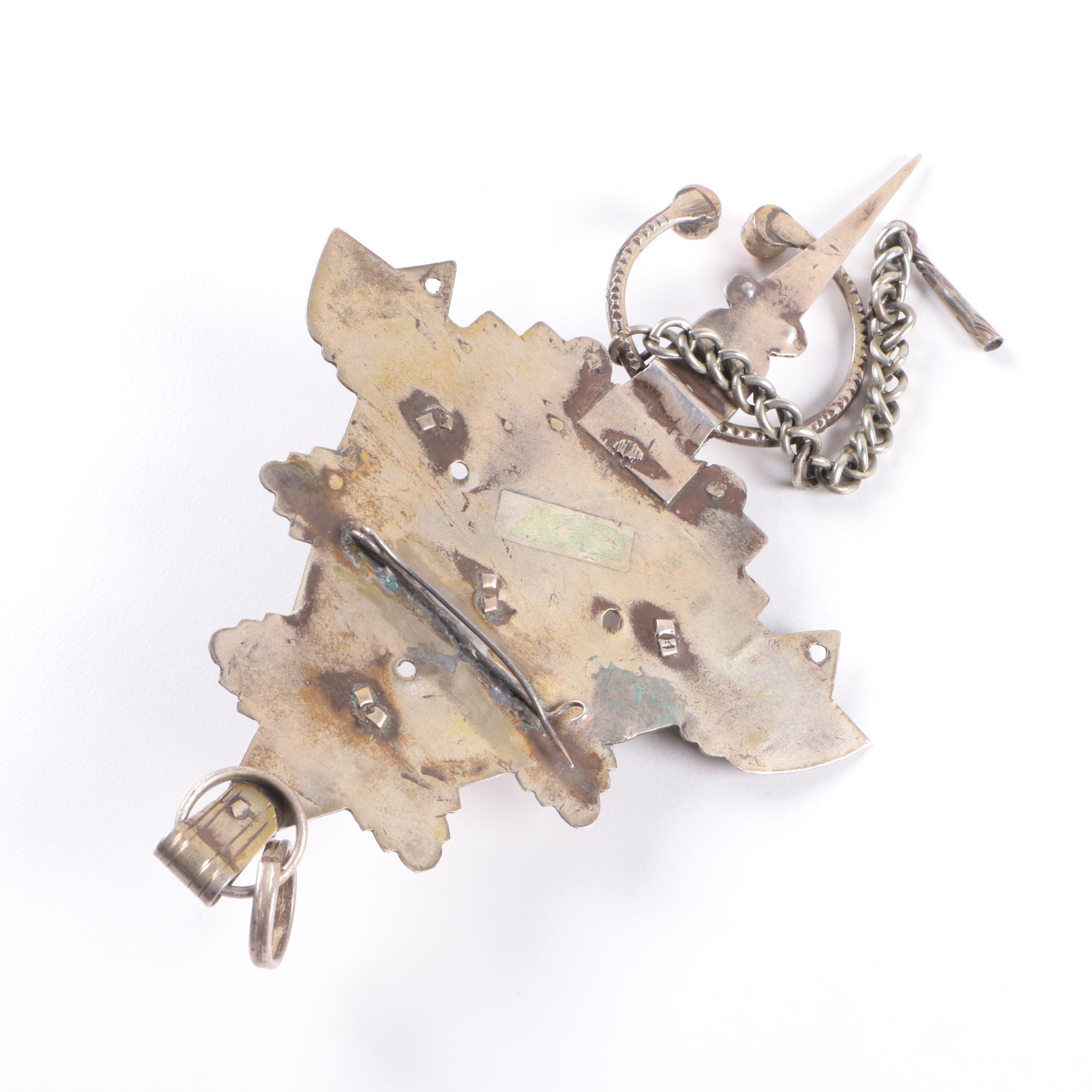 Vintage 800 Silver Ornate Pin and Sterling Silver Jewelry Assortment