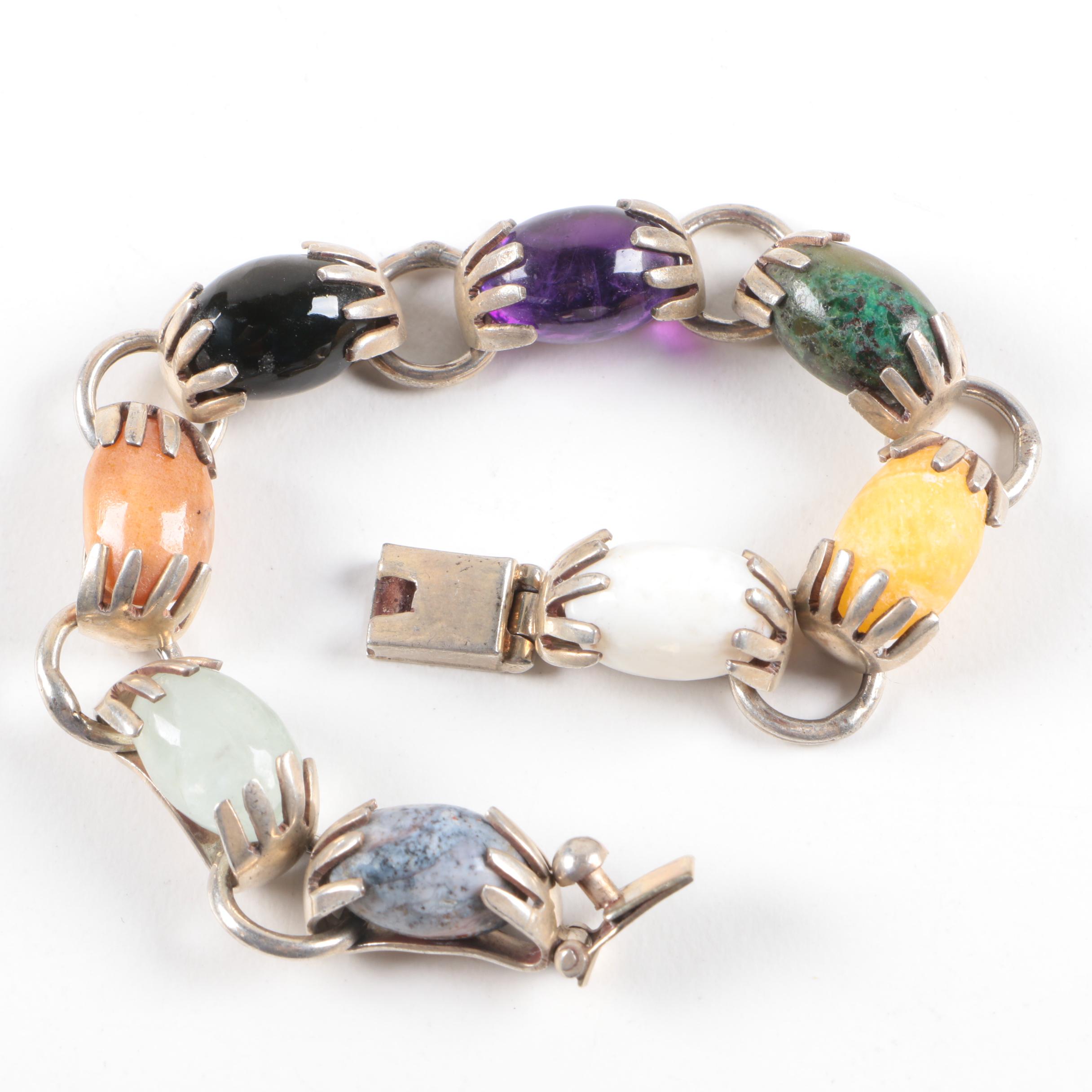 Vintage 800 Silver Ornate Pin and Sterling Silver Jewelry Assortment