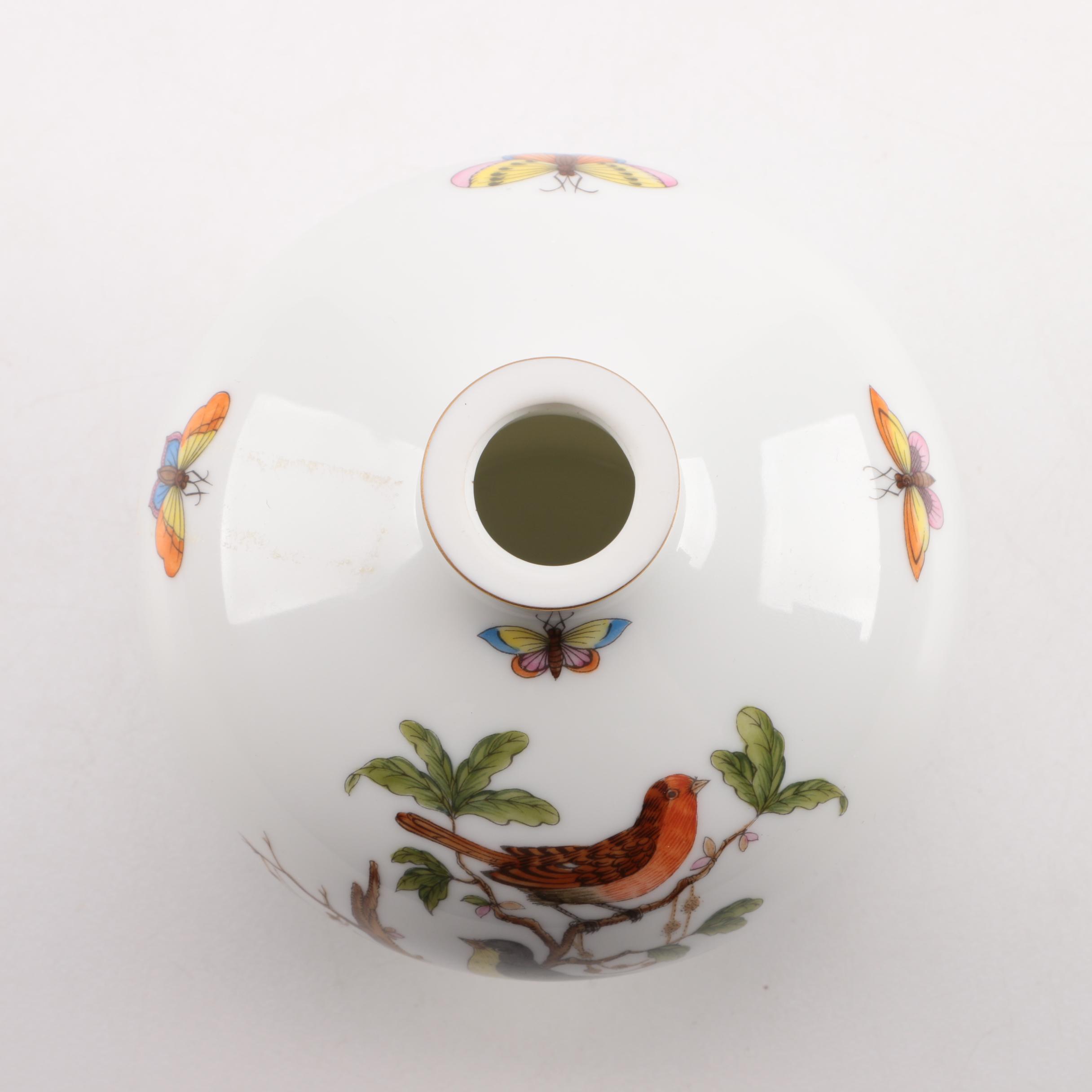 Herend Hungary "Rothschild Birds" Hand-Painted Porcelain Vase