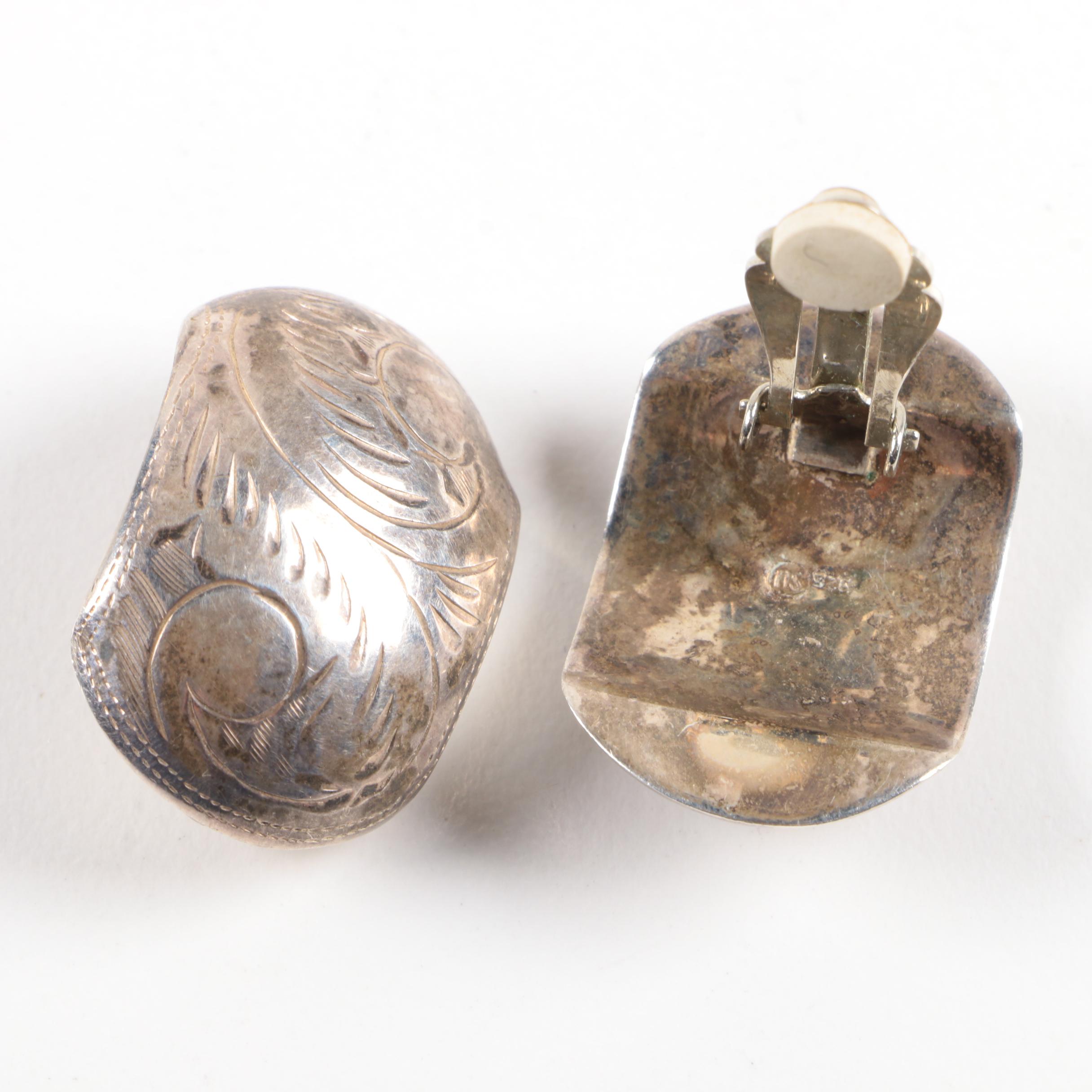 Assortment of Sterling Silver Bracelets and Earrings Including Abalone