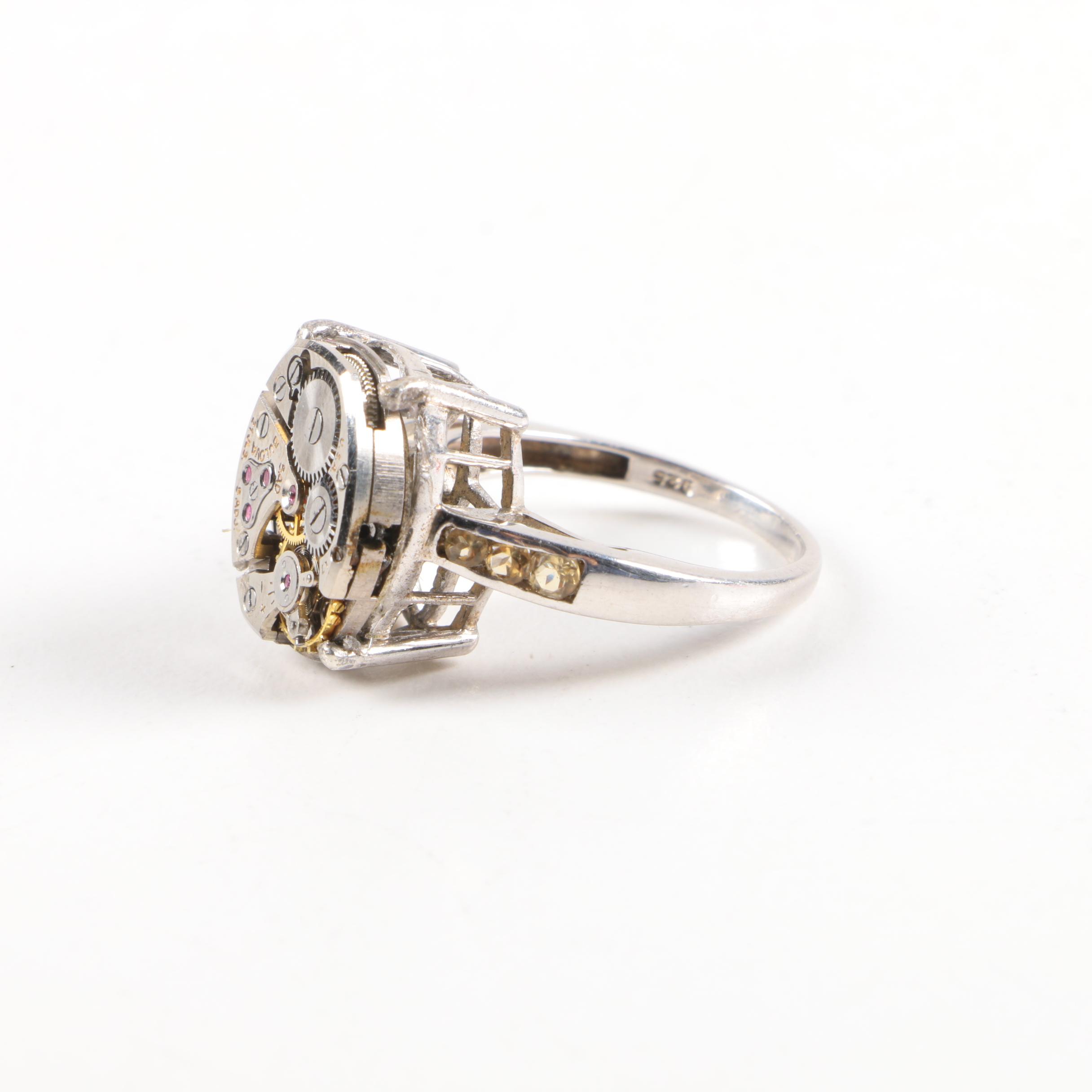 Sterling Silver Inverted Watch Ring Including Gemstones