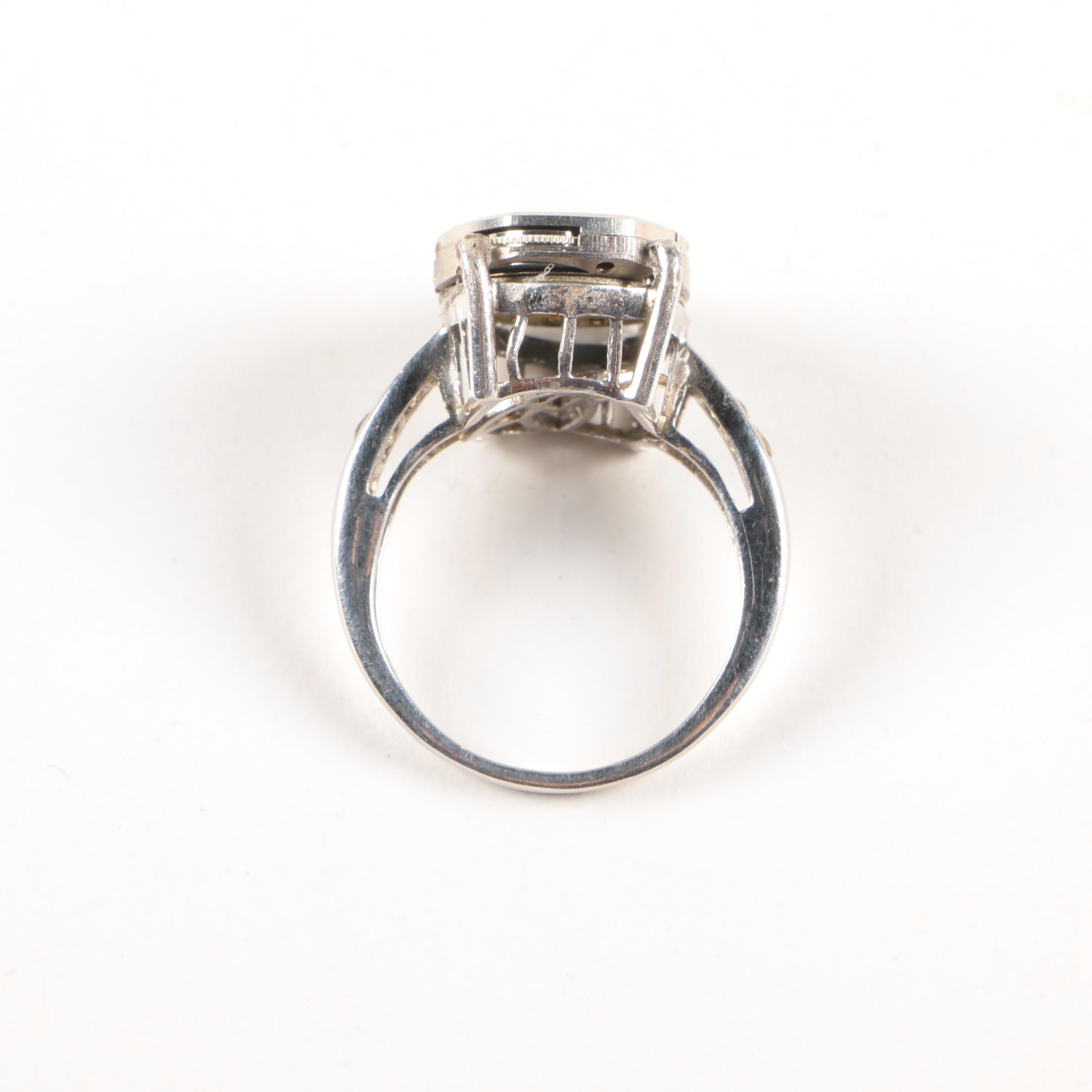 Sterling Silver Inverted Watch Ring Including Gemstones