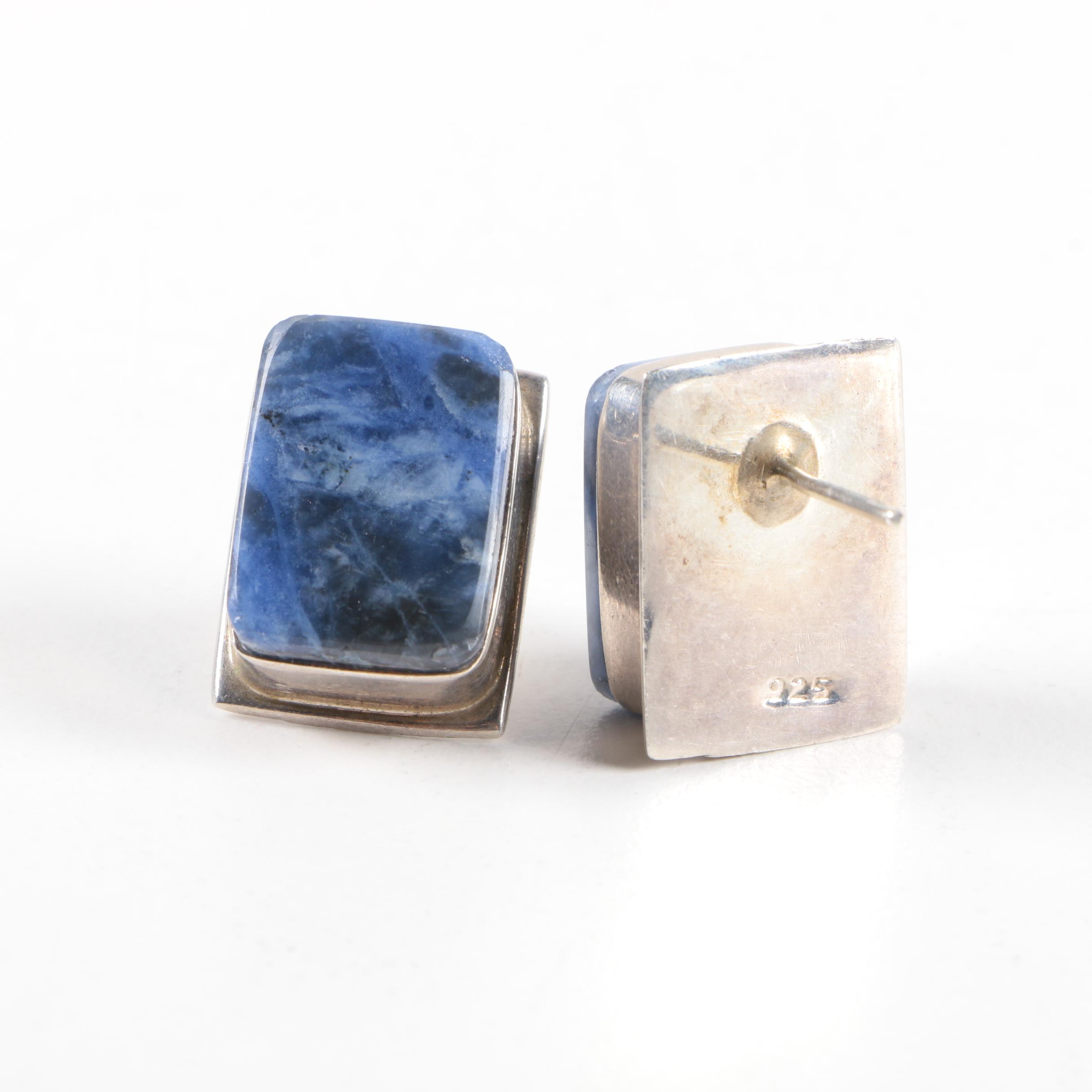 Grouping of Sterling Silver Earrings Including Gemstones