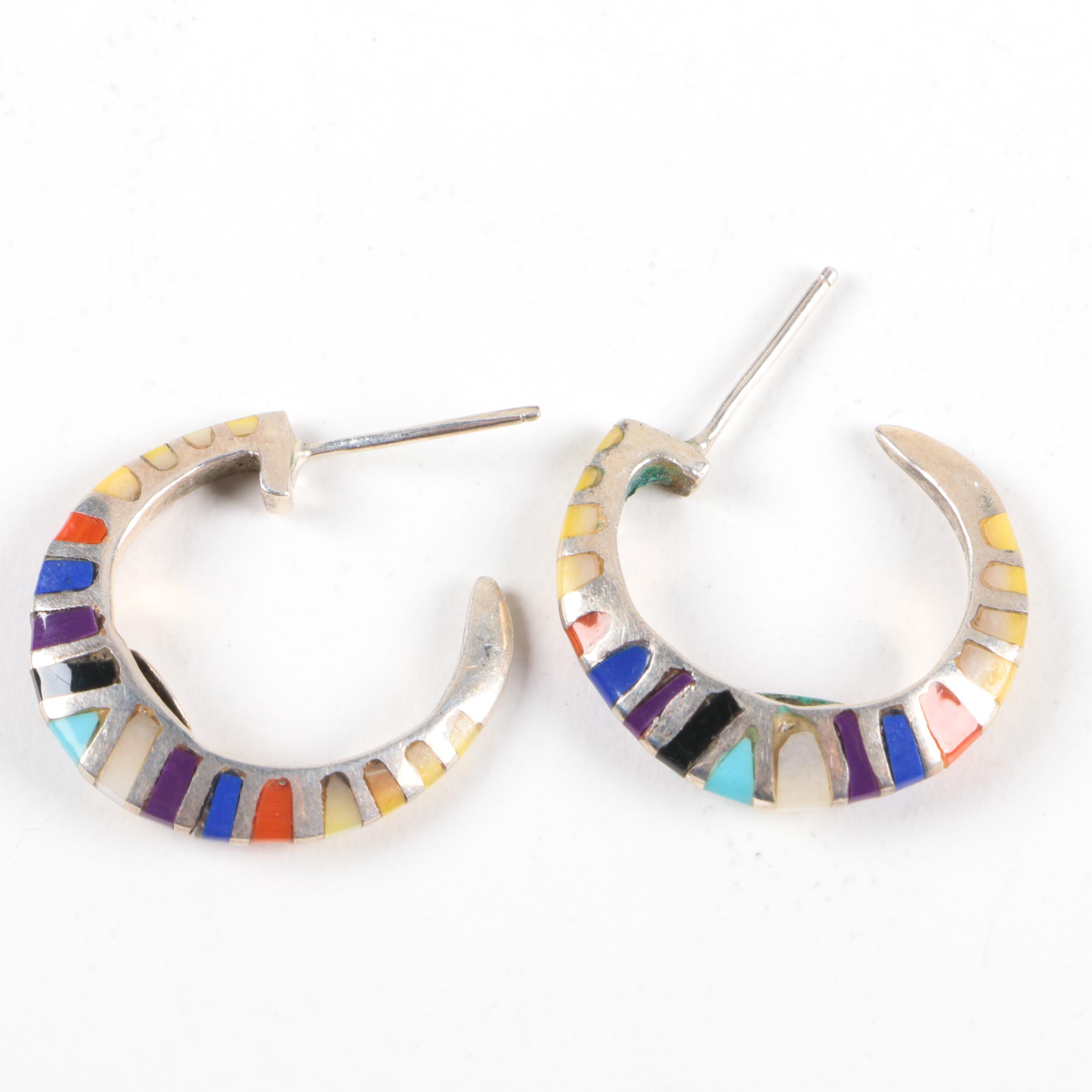 Grouping of Sterling Silver Earrings Including Gemstones