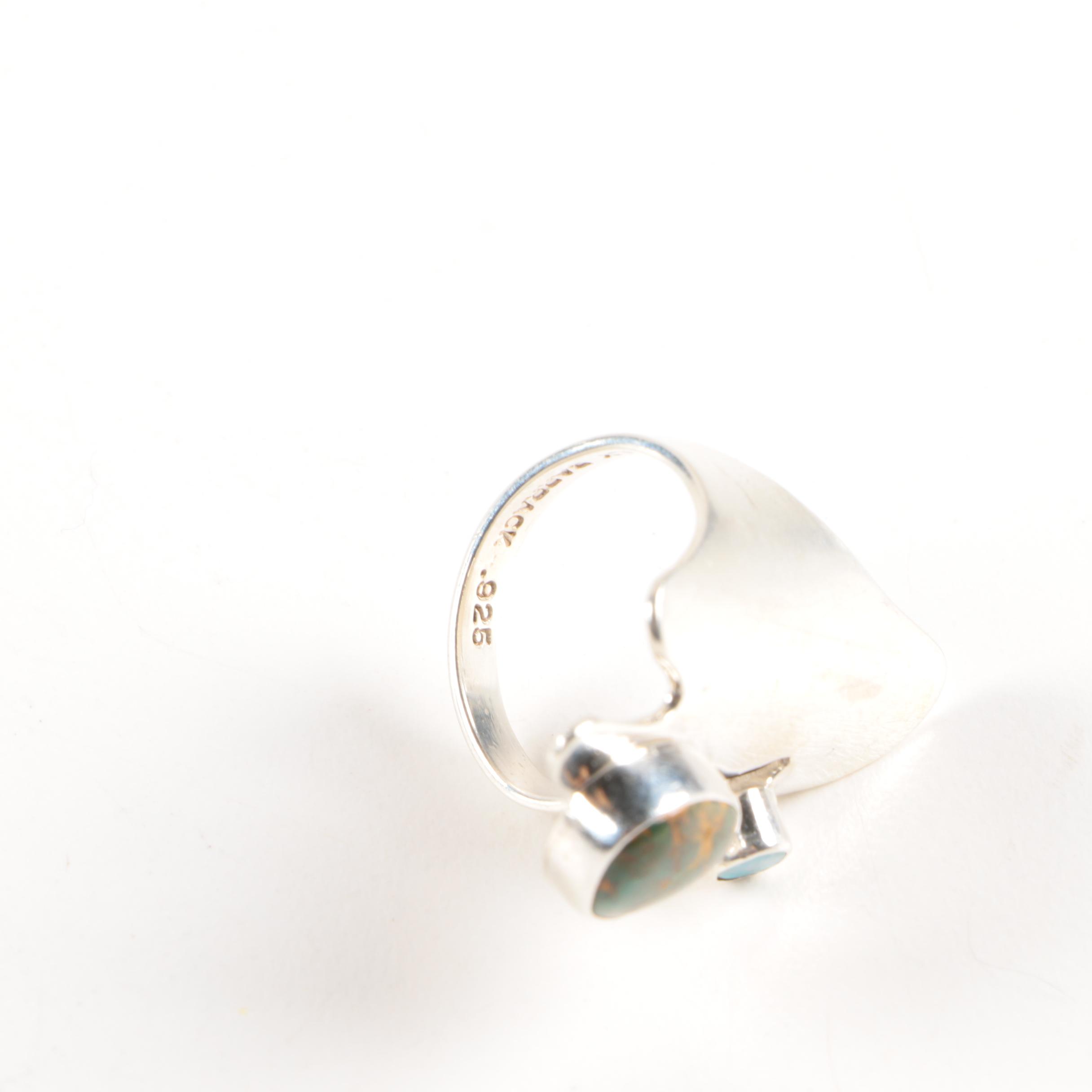 Lilly Barrack Sterling Silver Turquoise and Opal Ring