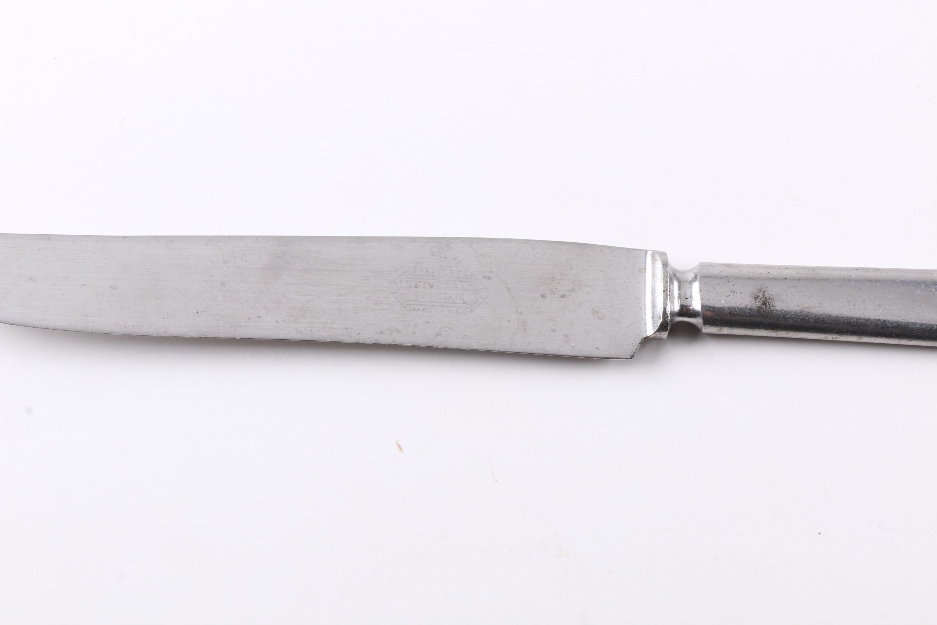 Sheffield Silver Plate Spoon and Assorted Stainless Steel Flatware