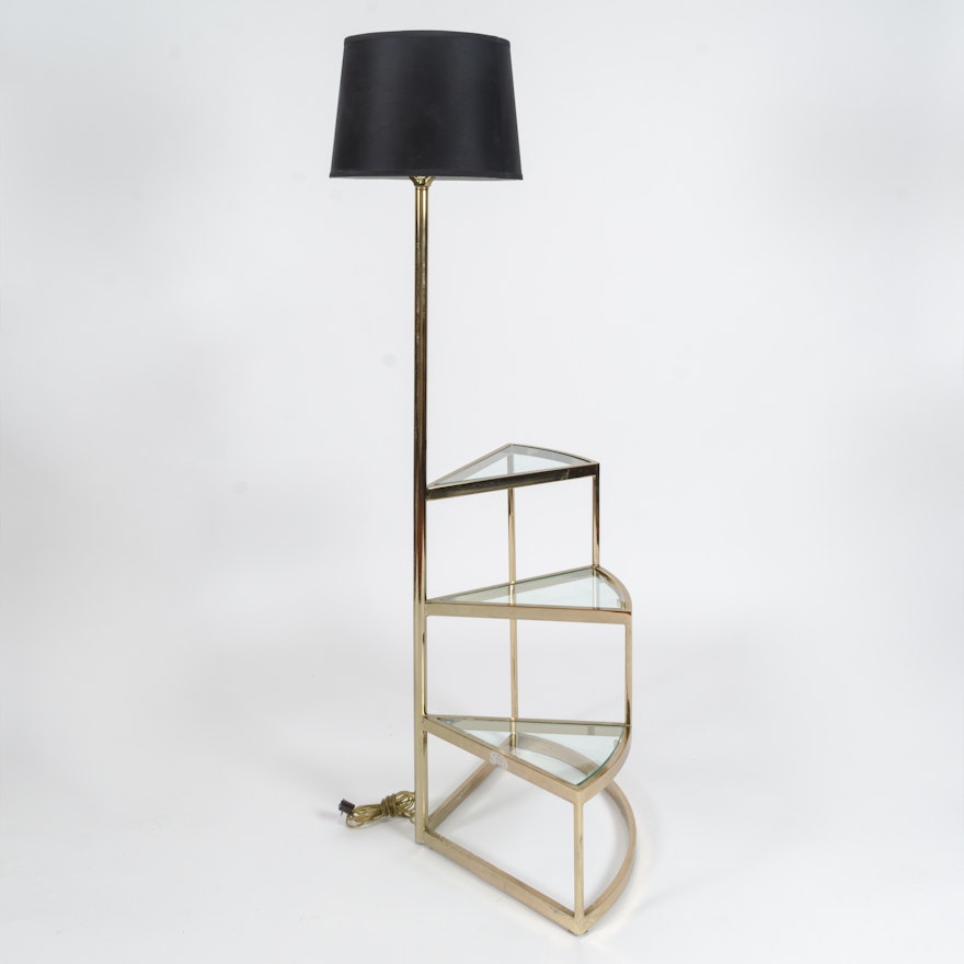 Tiered Lamp Table With Integrated Floor Lamp