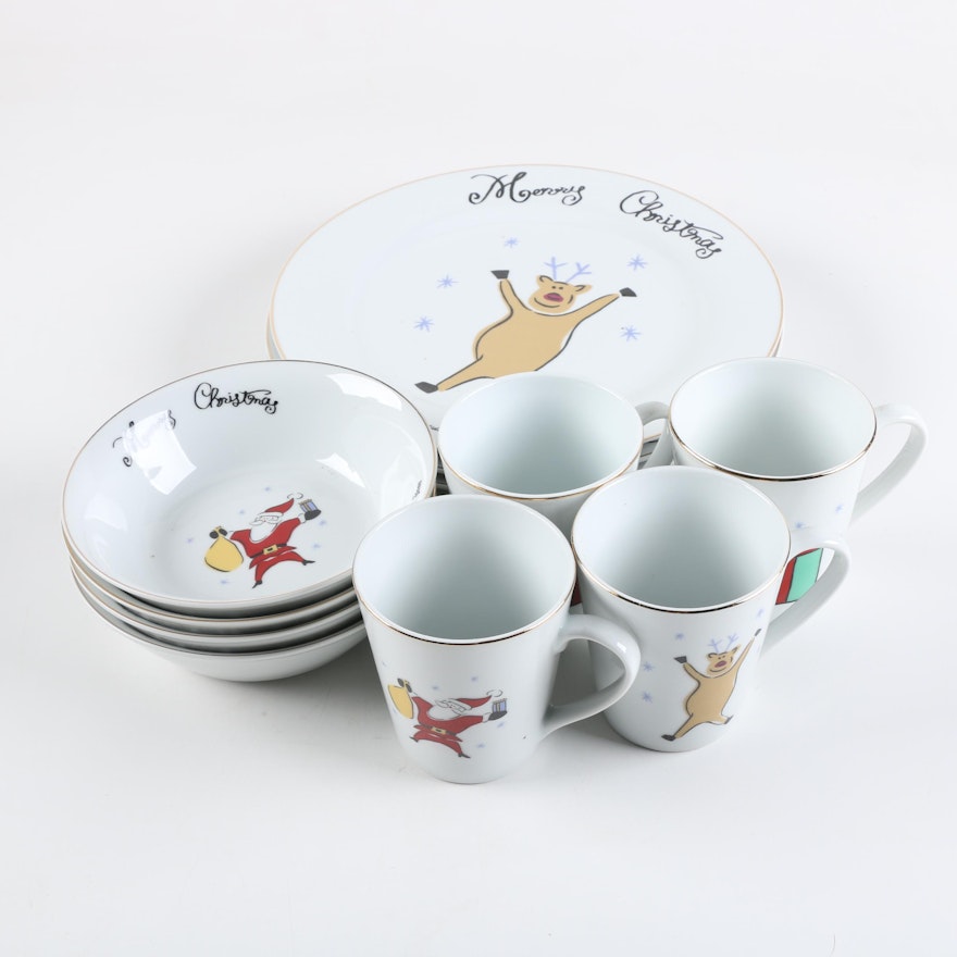 Merry Brite "Merry Christmas" Porcelain Dinnerware Set