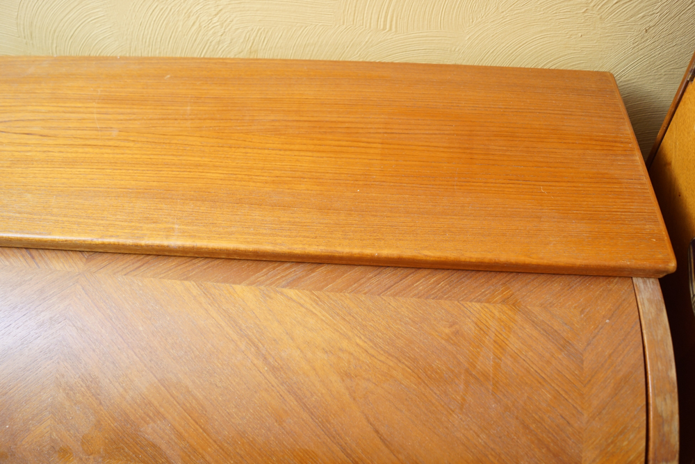 Danish Modern Teak Roll Top Desk by Egon Ostergaard