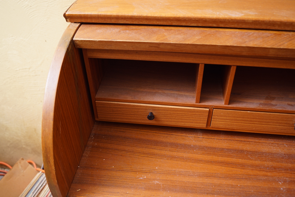 Danish Modern Teak Roll Top Desk by Egon Ostergaard