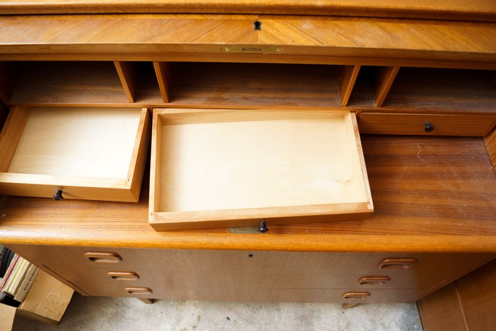 Danish Modern Teak Roll Top Desk by Egon Ostergaard