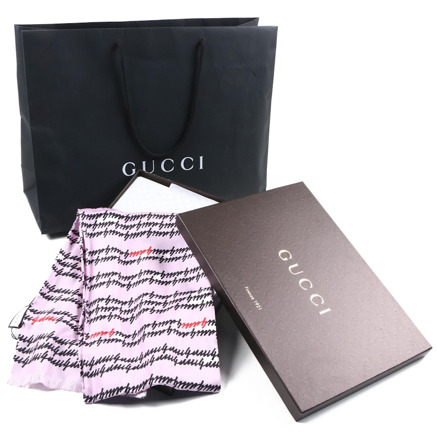 Gucci Script Print Scarf