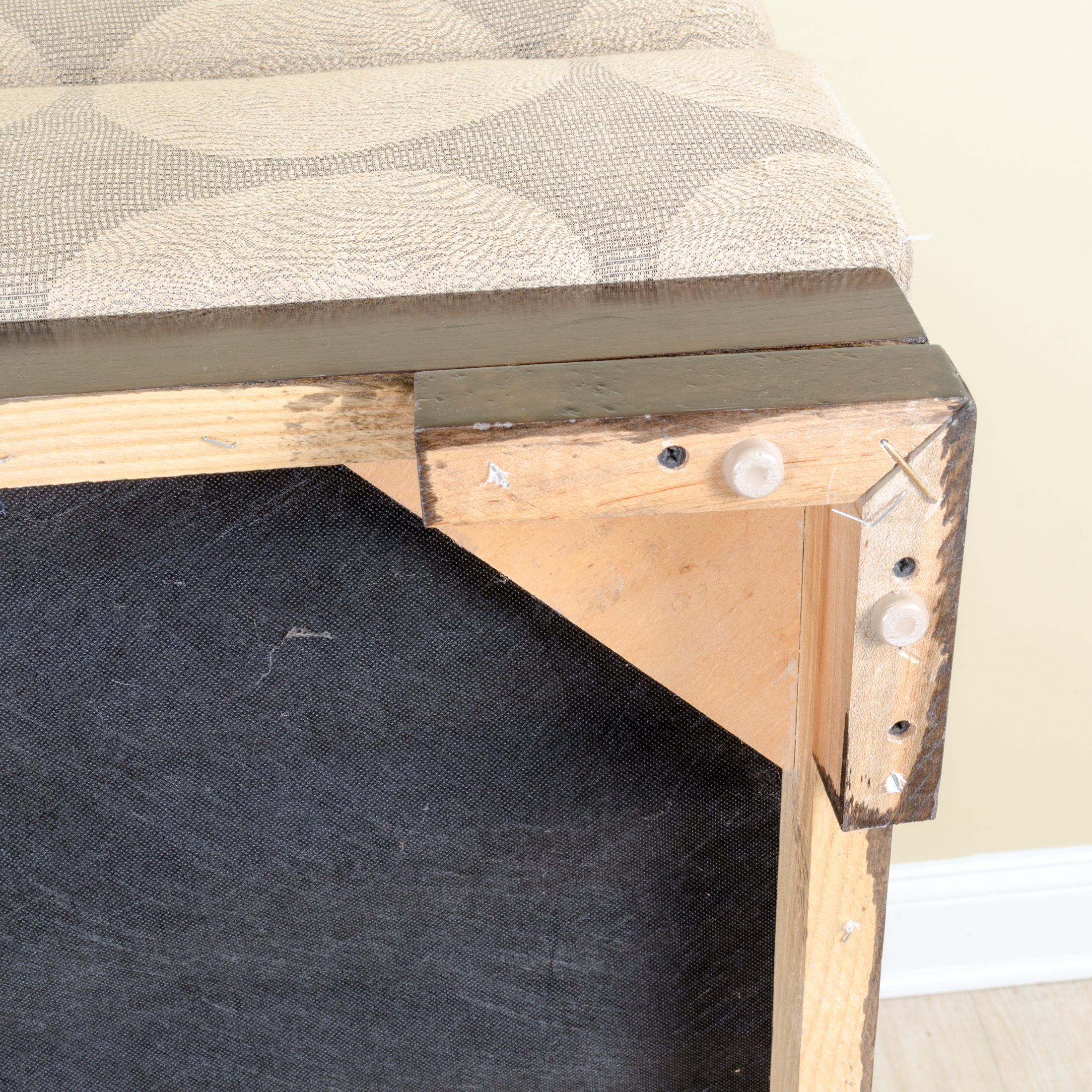 Ecru And Beige Ottoman by Larry Laslo