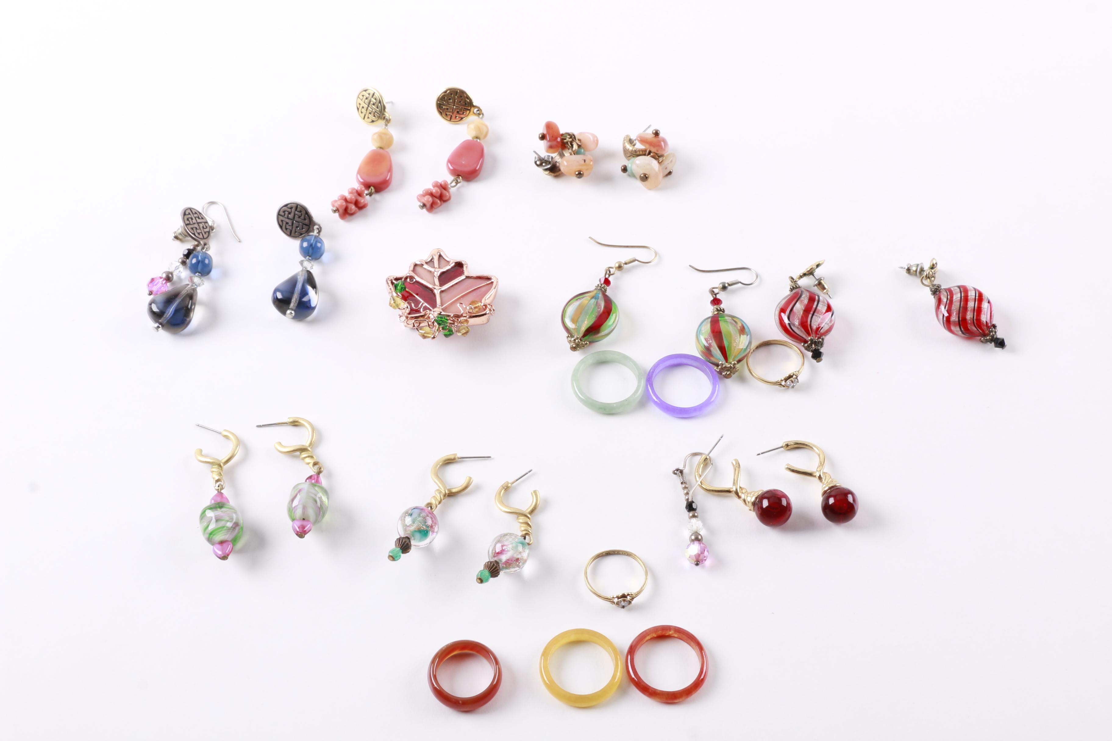 Assortment of Costume Jewelry Including Stones