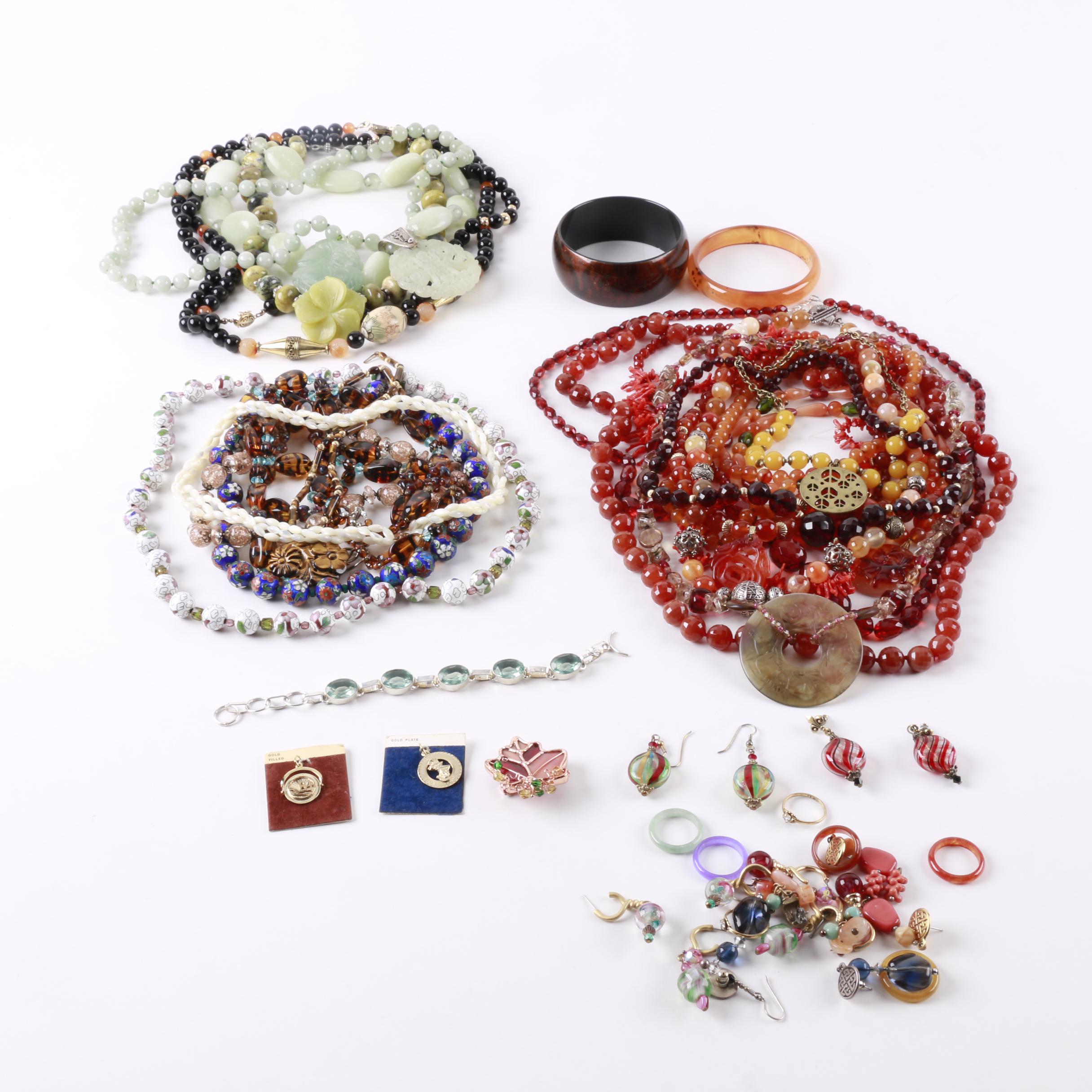 Assortment of Costume Jewelry Including Stones