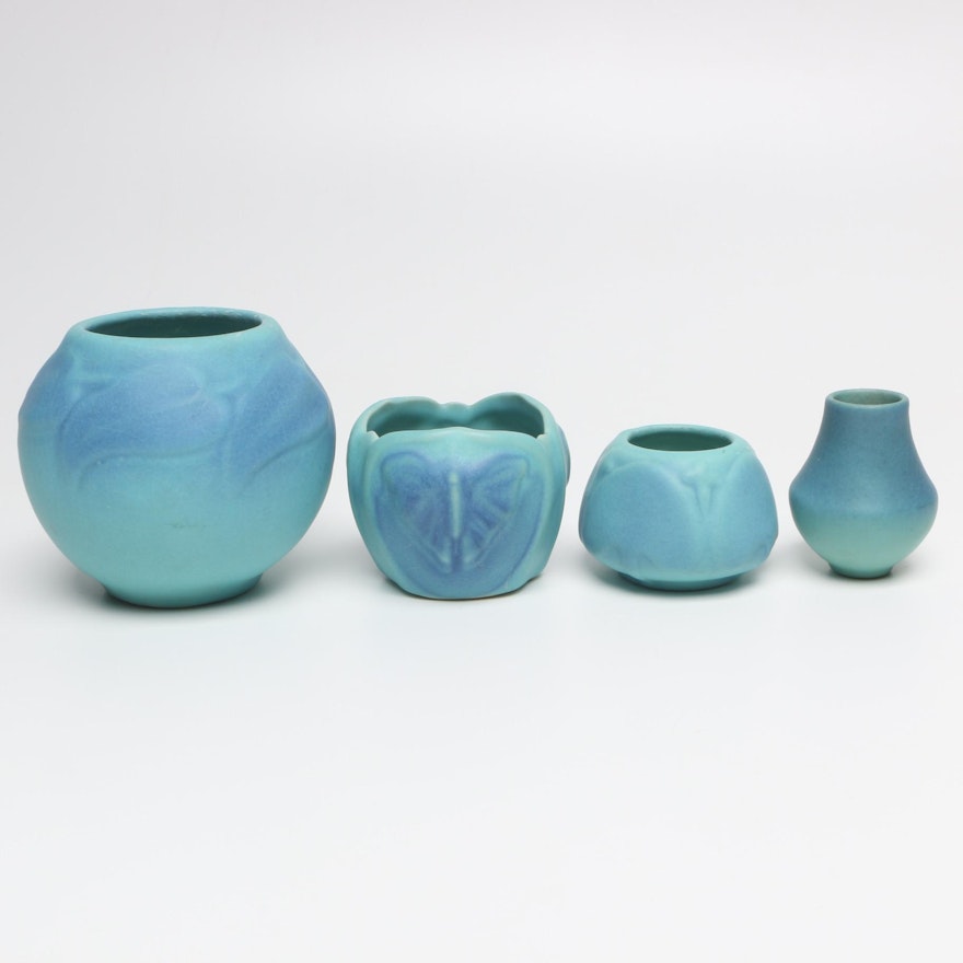 Van Briggle Ming Blue Ceramic Vases and Vessels