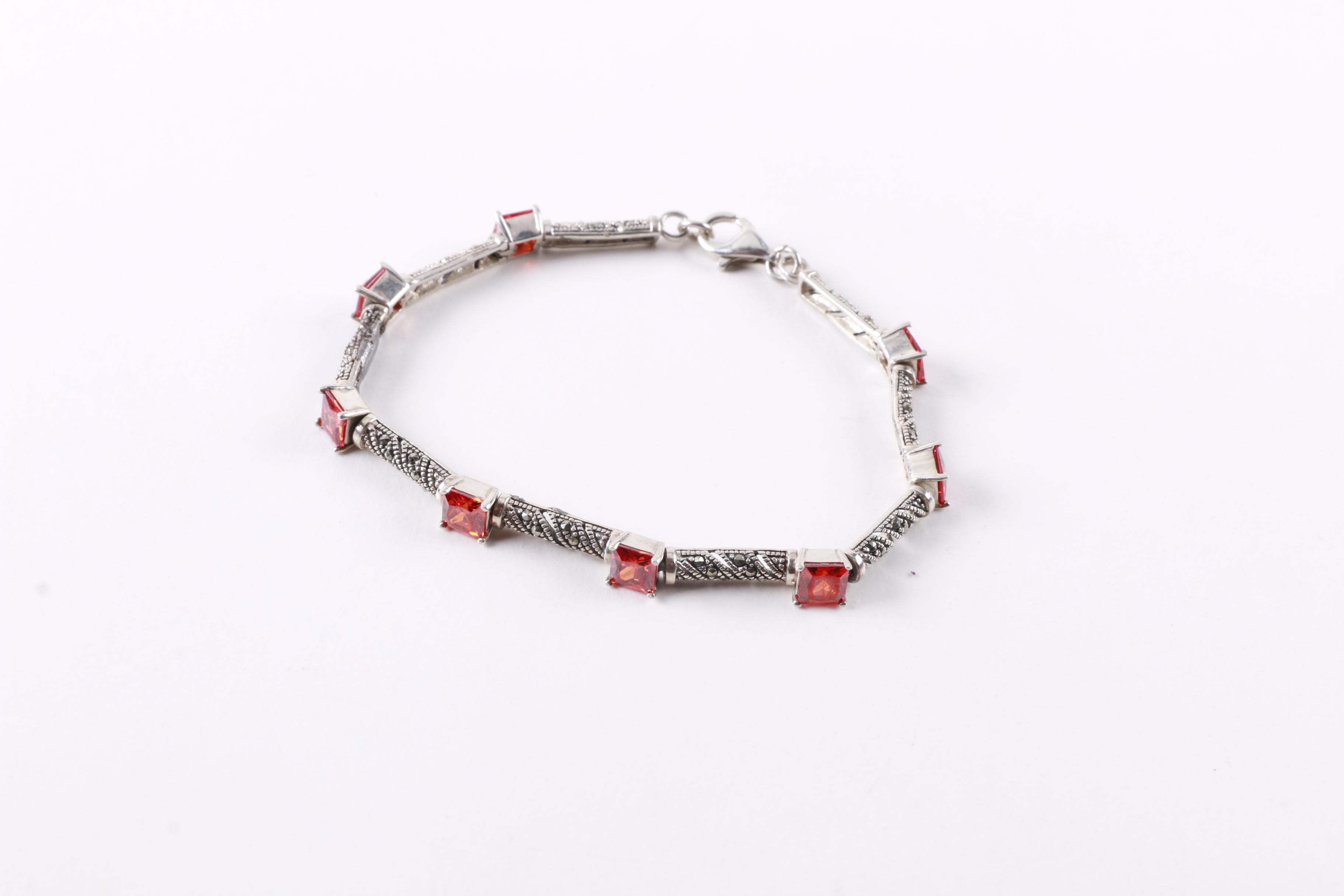 Grouping of Sterling Silver Jewelry and Perfume Bottles