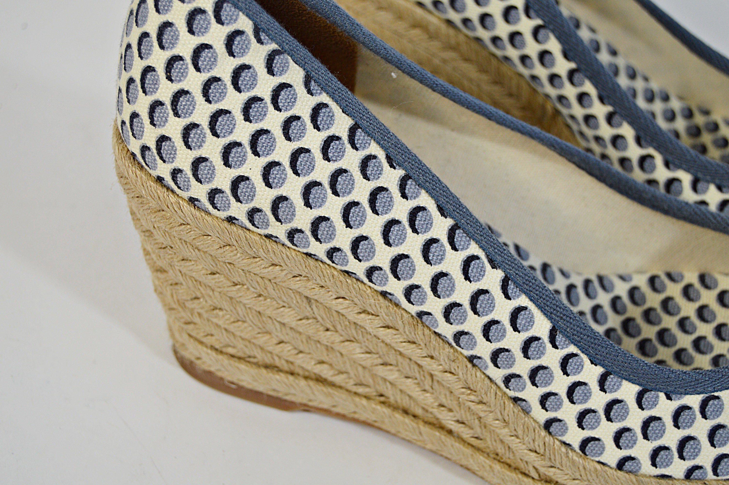 Tory Burch Blue Jackie Printed Wedge Espadrilles