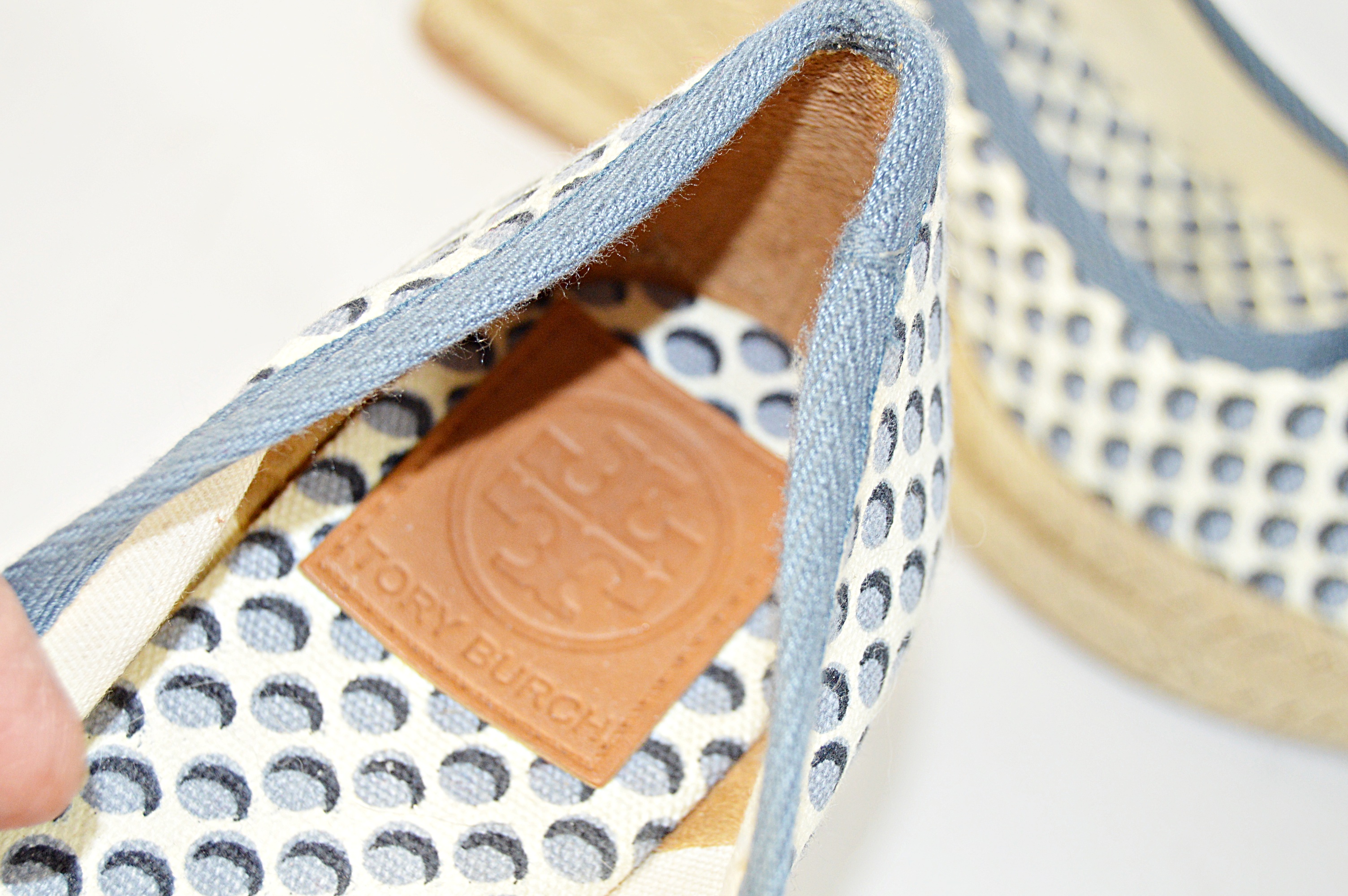 Tory Burch Blue Jackie Printed Wedge Espadrilles