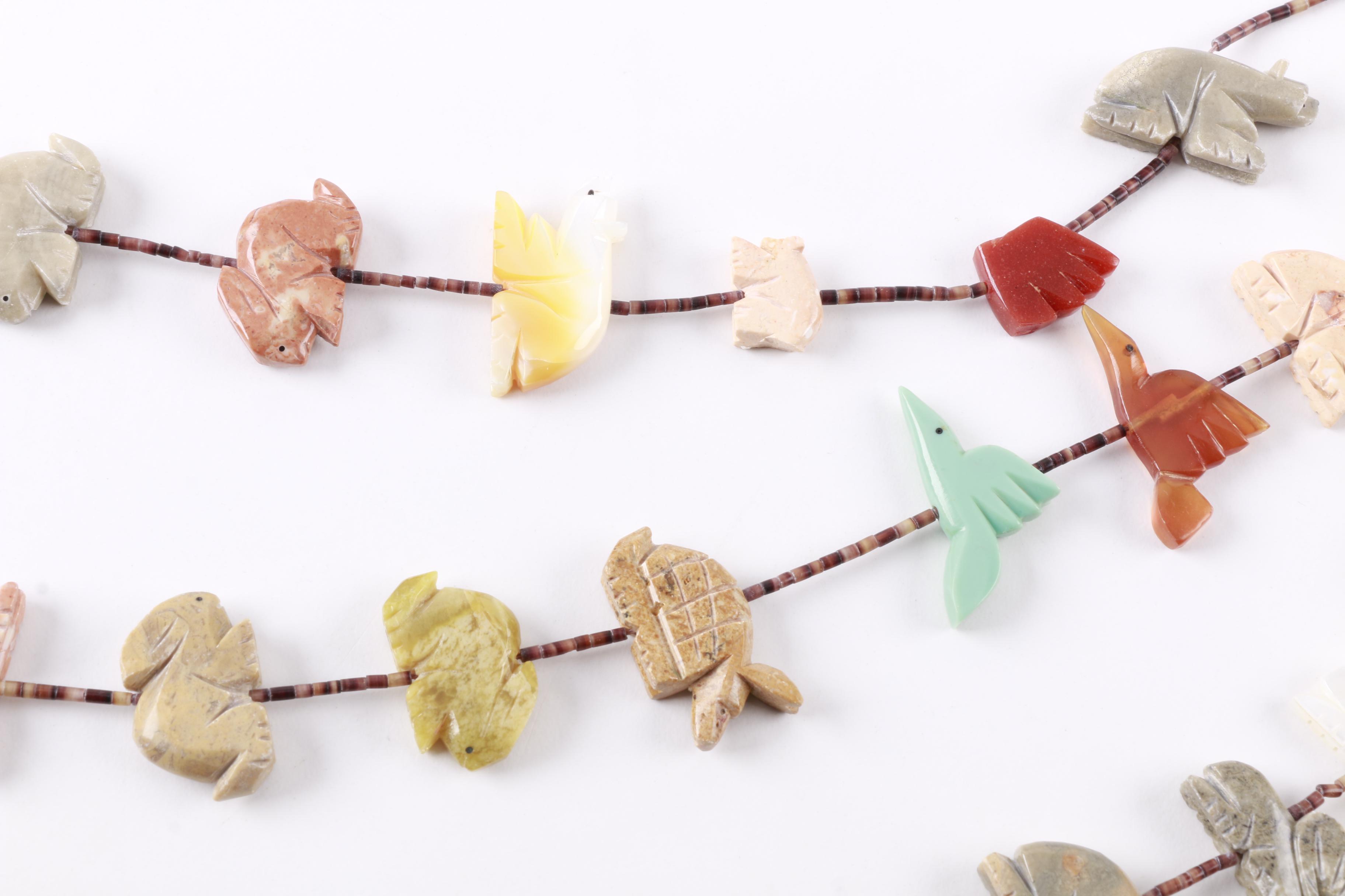 Sterling Silver Beaded Southwest Style Fetish Necklace