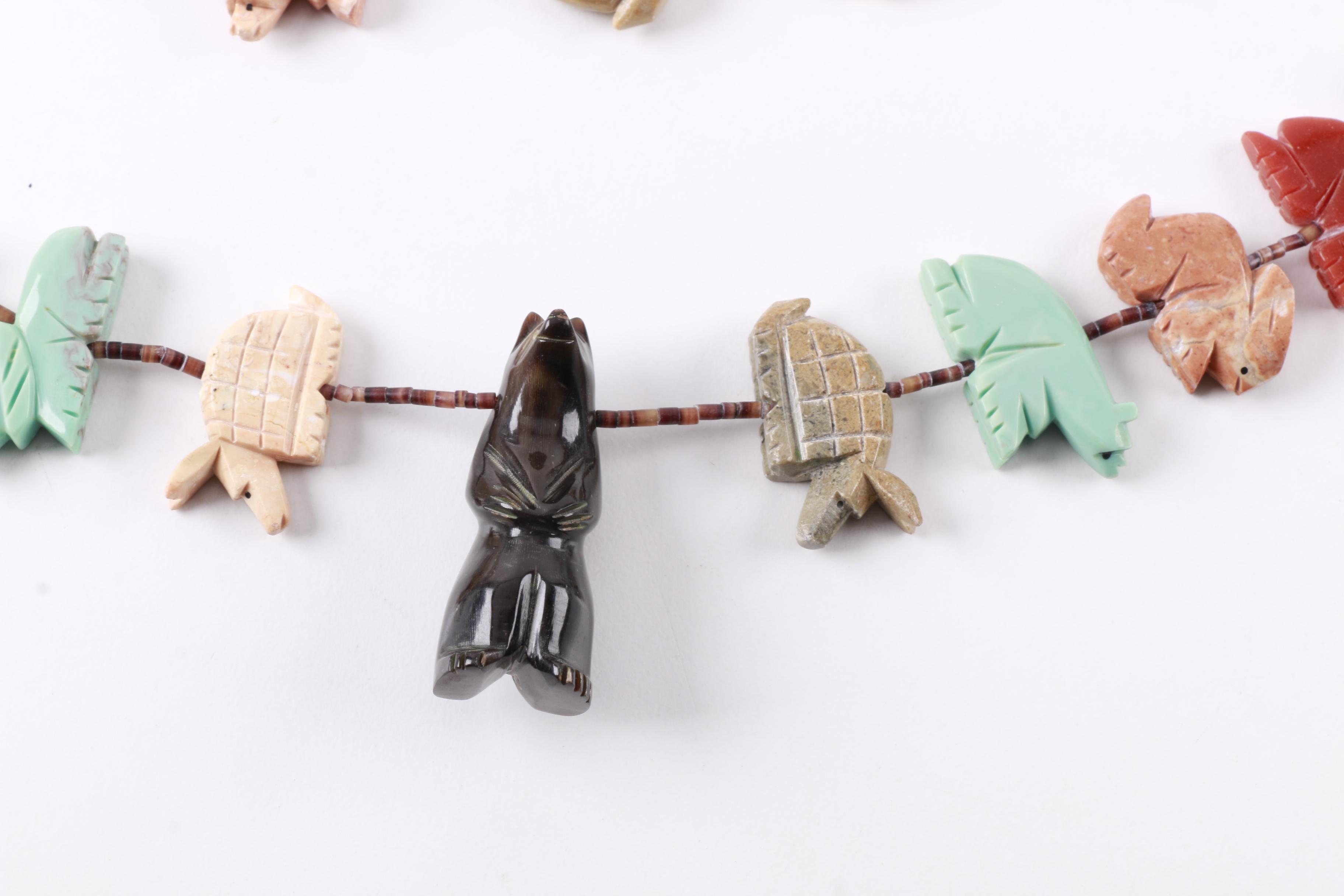 Sterling Silver Beaded Southwest Style Fetish Necklace