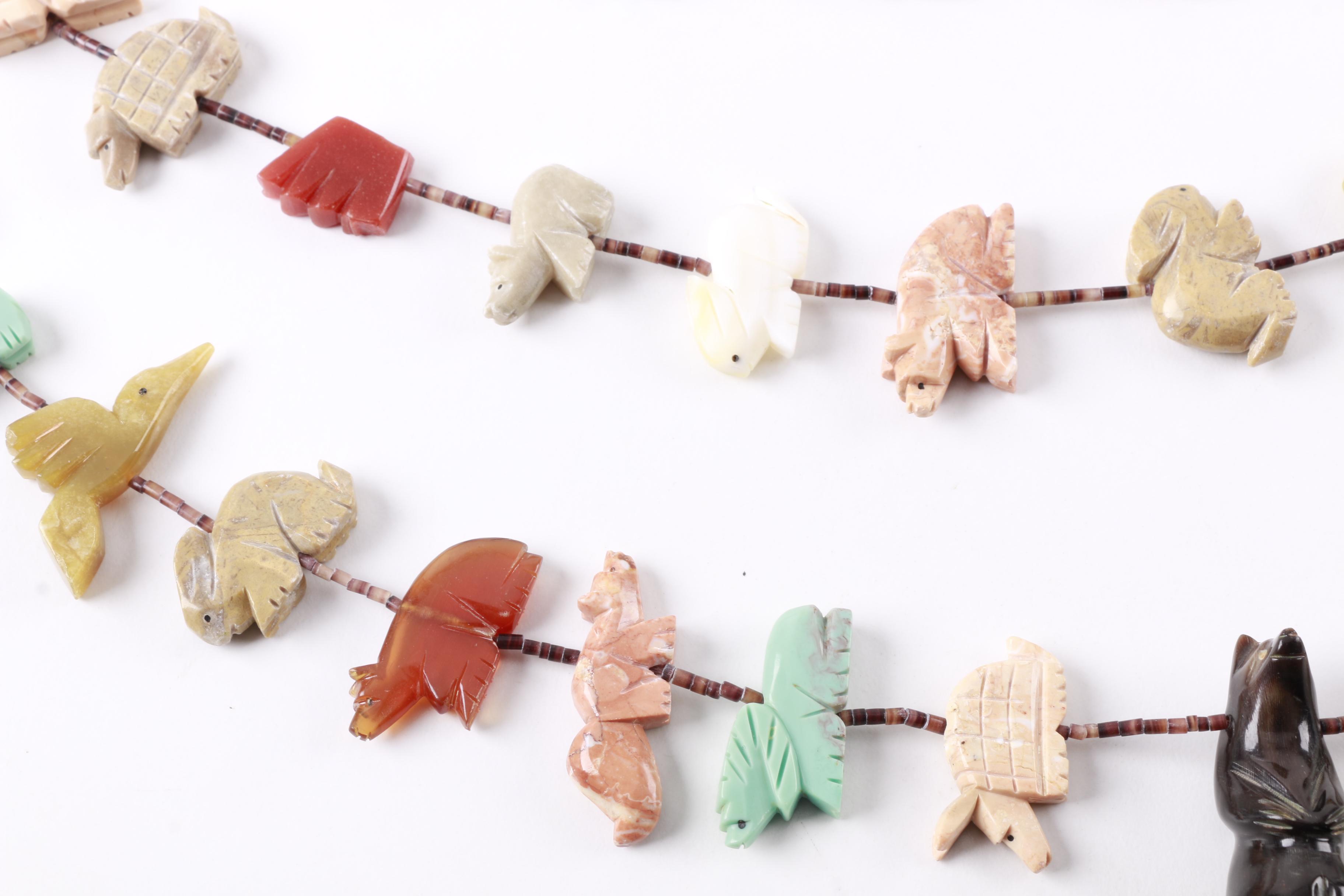 Sterling Silver Beaded Southwest Style Fetish Necklace