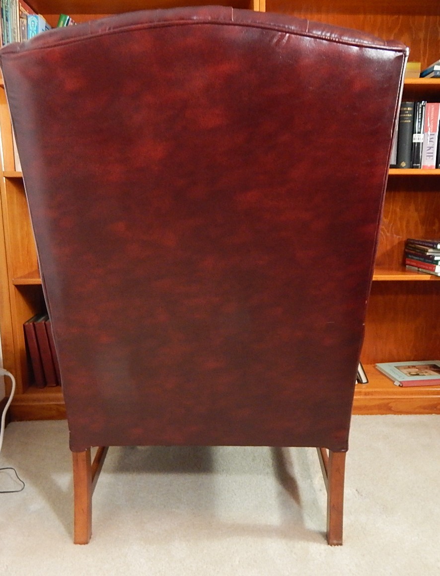 Sam Moore Burgundy Faux Leather Chair and Ottoman