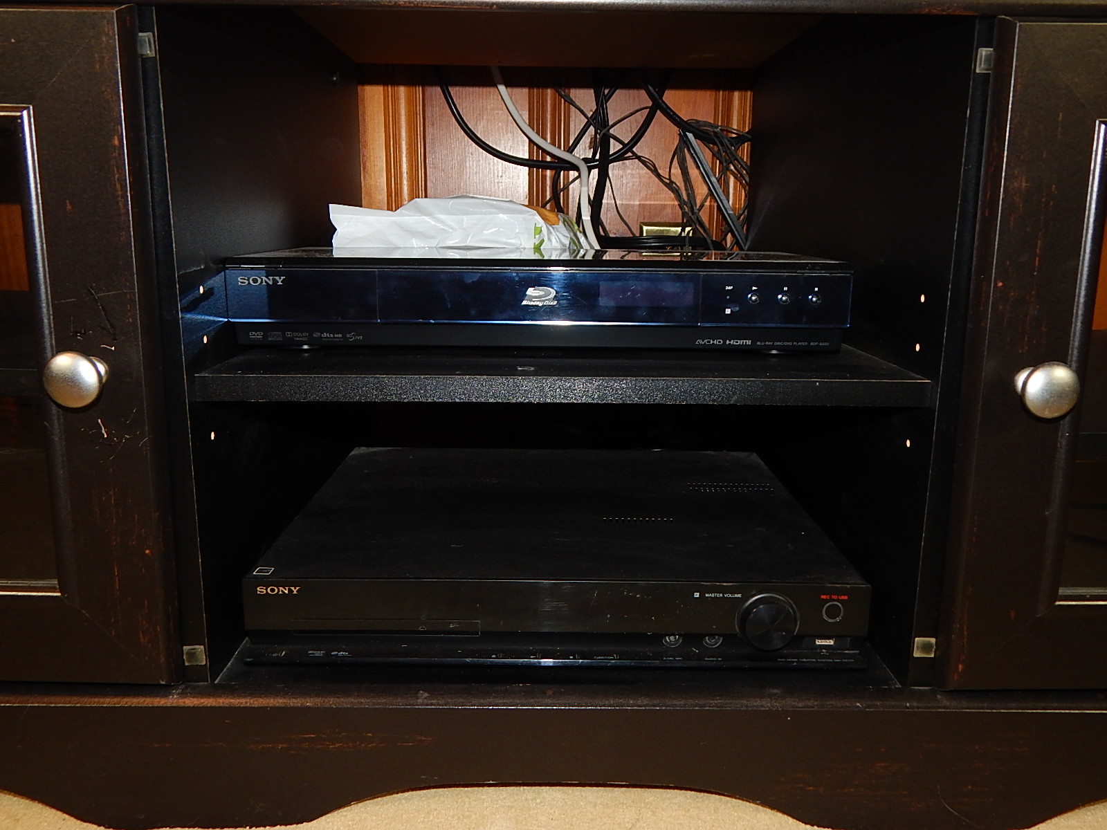 50" Panasonic Television and Stereo Equipment with Black Entertainment Console