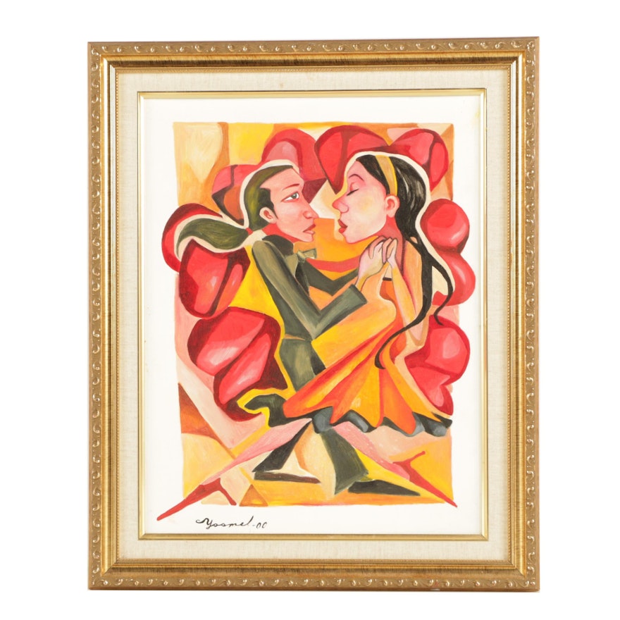 Yosmel Acrylic Painting on Canvas Board of Tango Dancers
