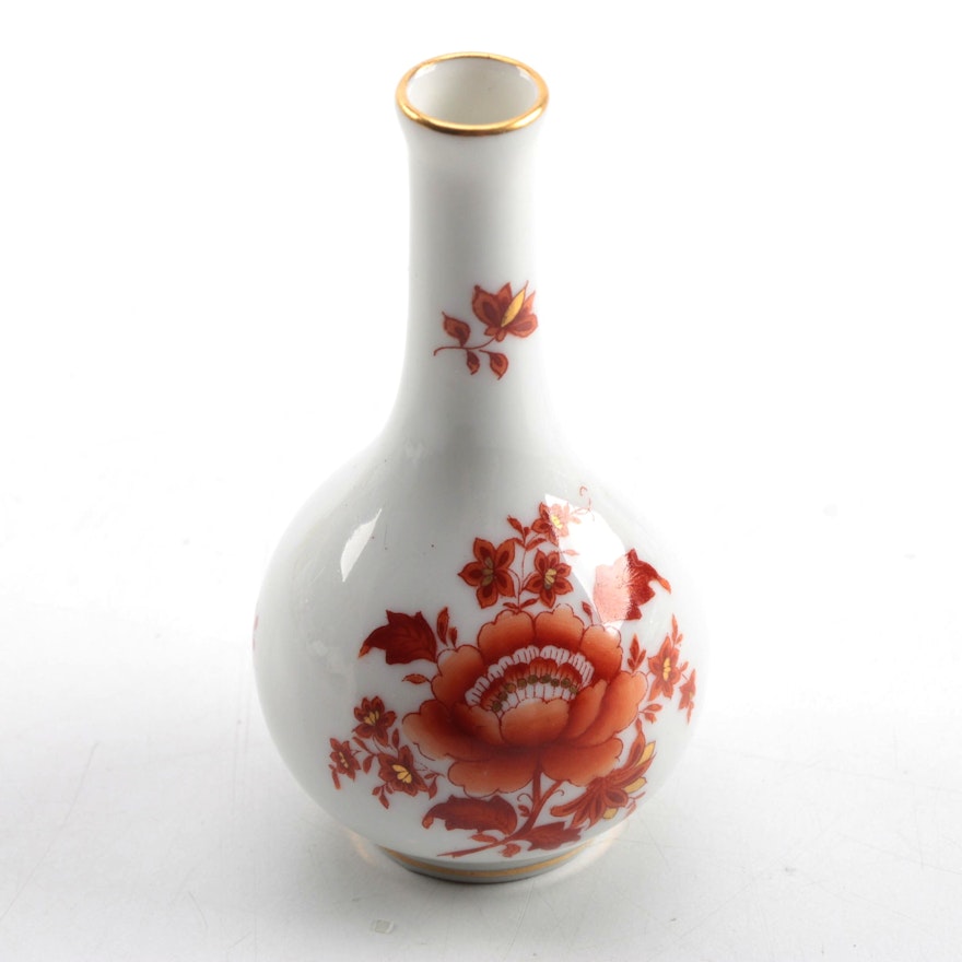 Vintage Herend Hungary "Chinese Bouquet Rust" Hand-Painted Porcelain Bud Vase