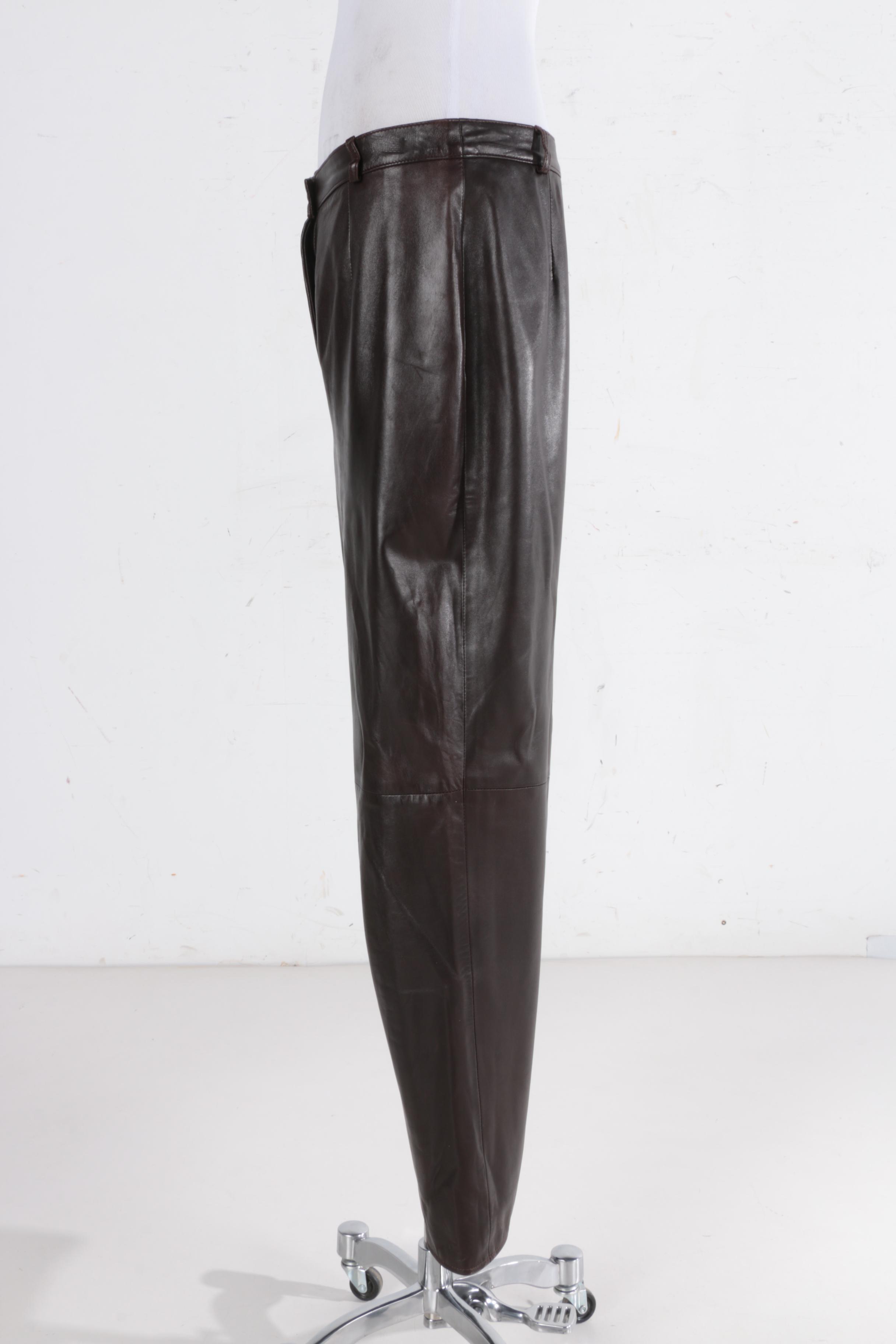 Women's Vintage Burberry Brown Leather Pants