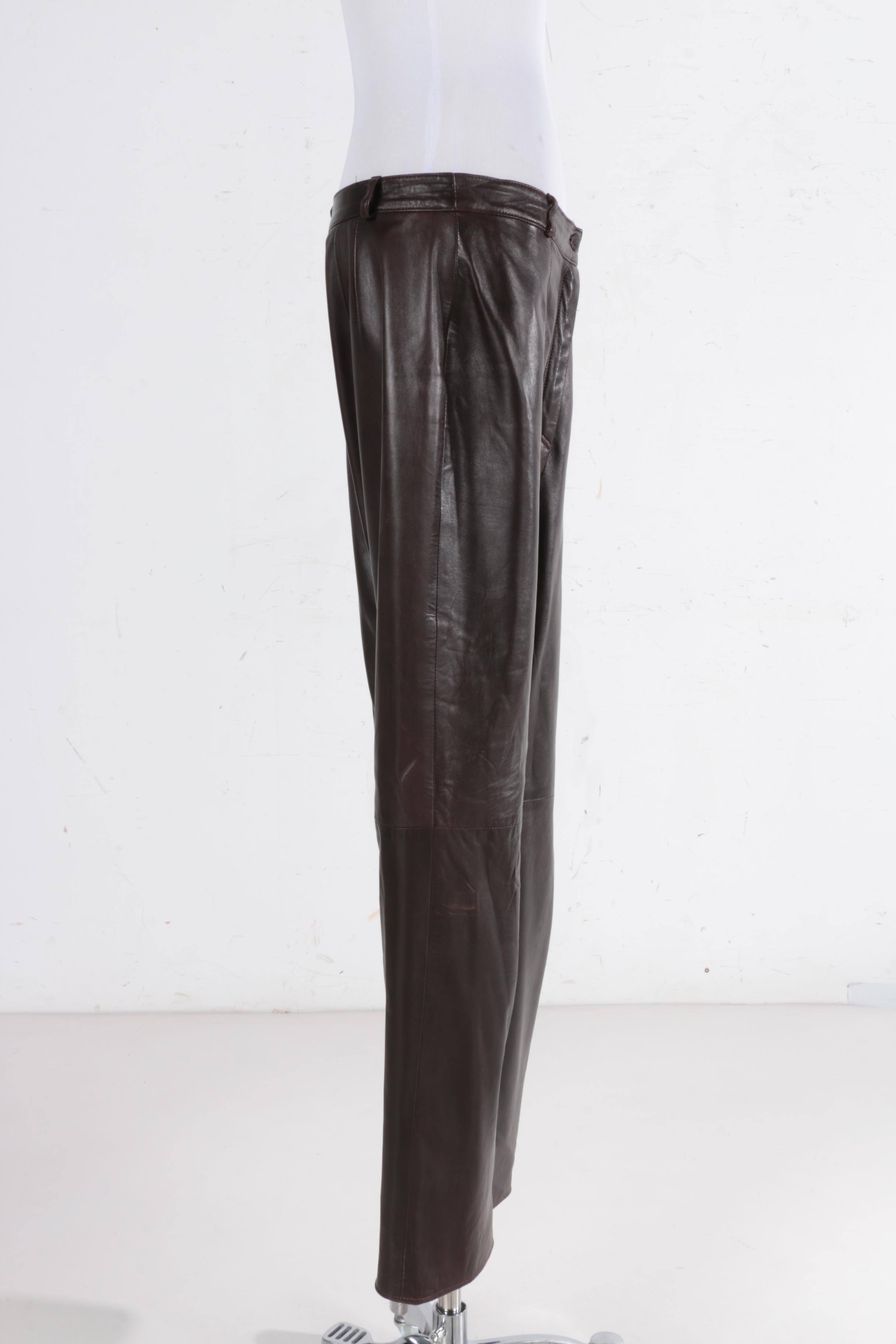 Women's Vintage Burberry Brown Leather Pants