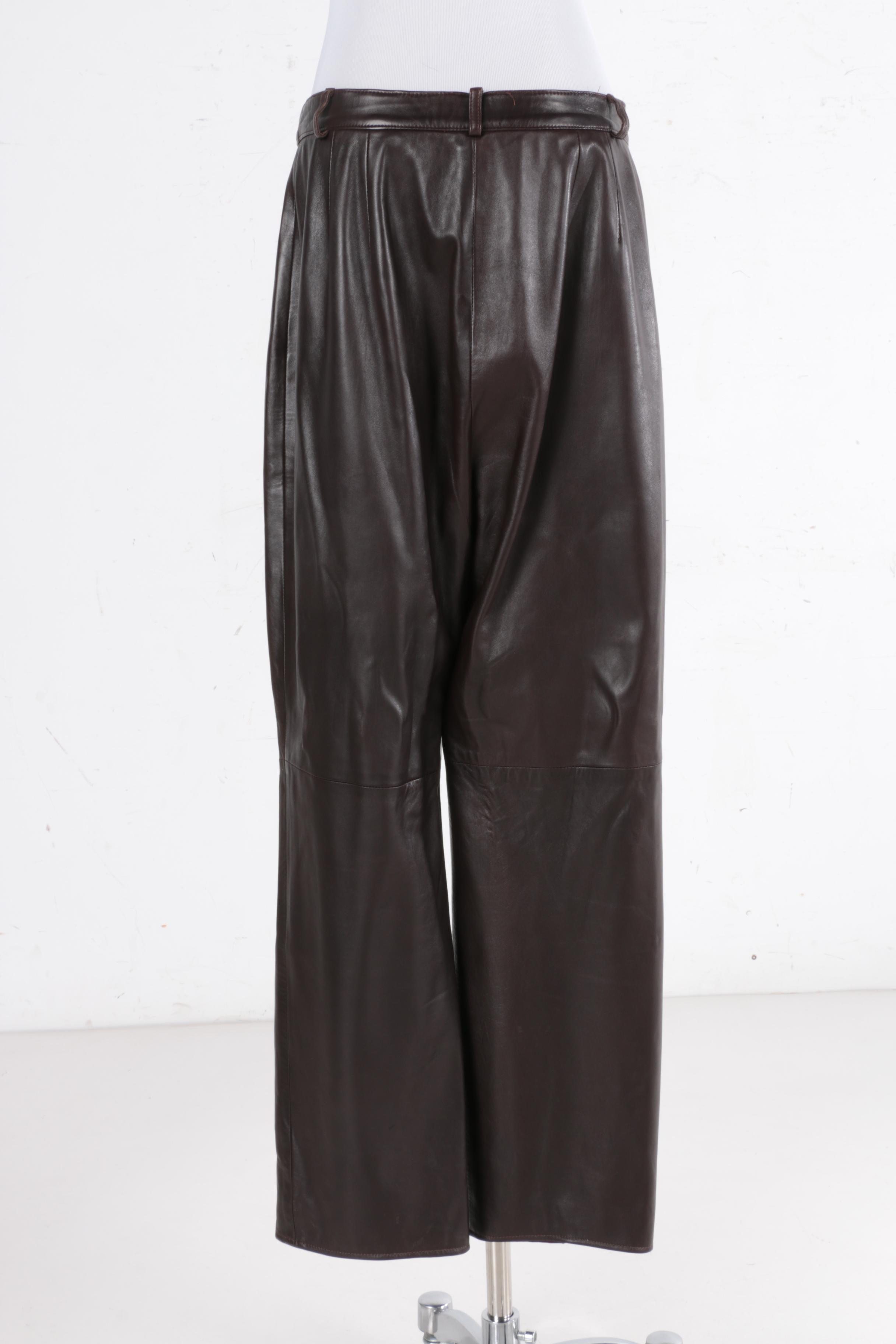 Women's Vintage Burberry Brown Leather Pants