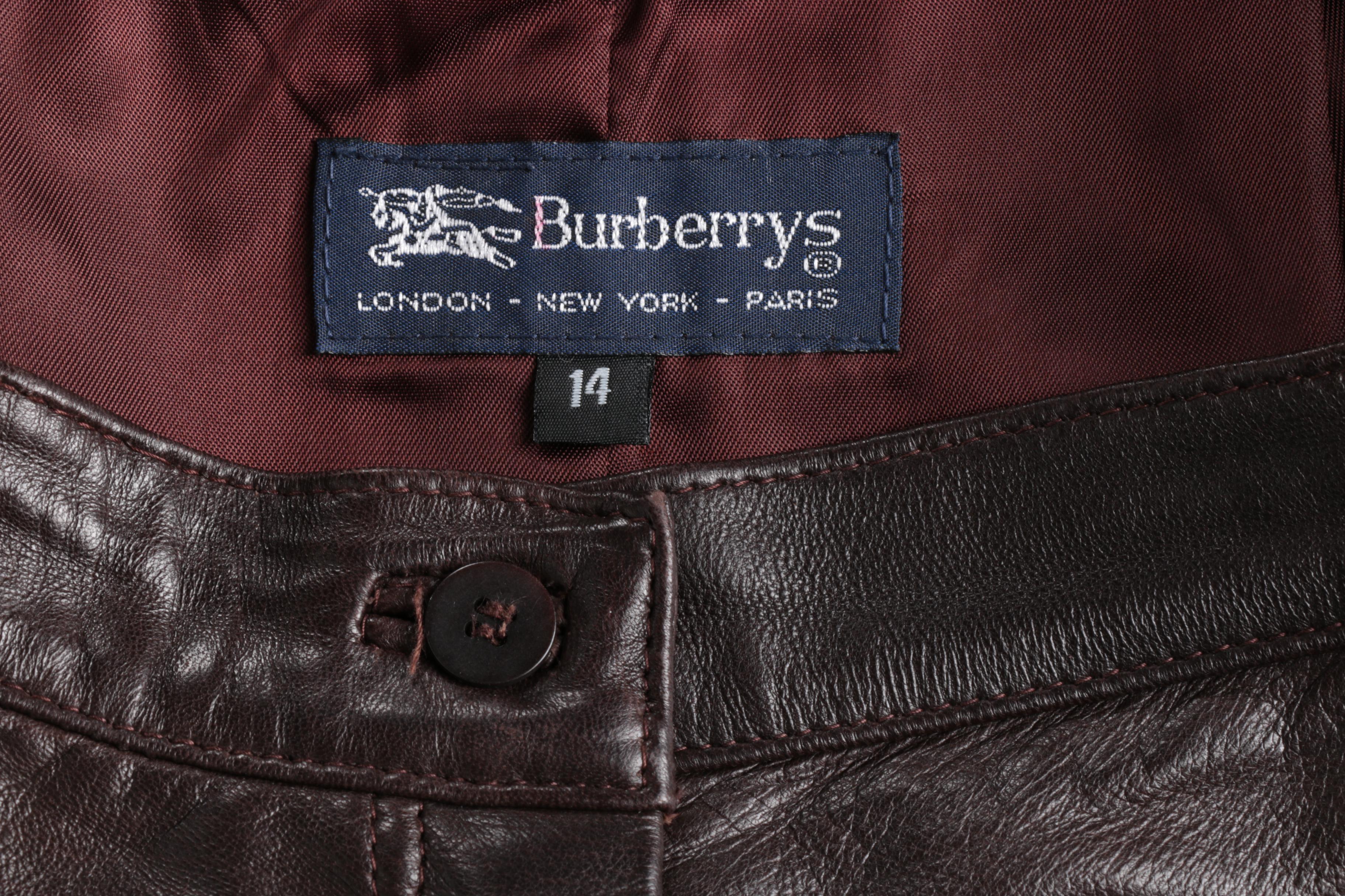 Women's Vintage Burberry Brown Leather Pants