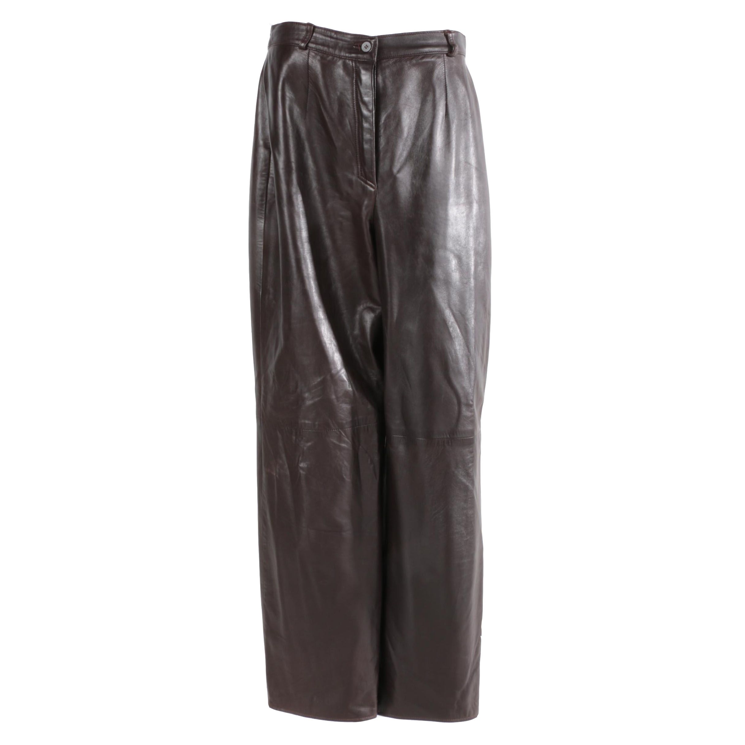 Women's Vintage Burberry Brown Leather Pants