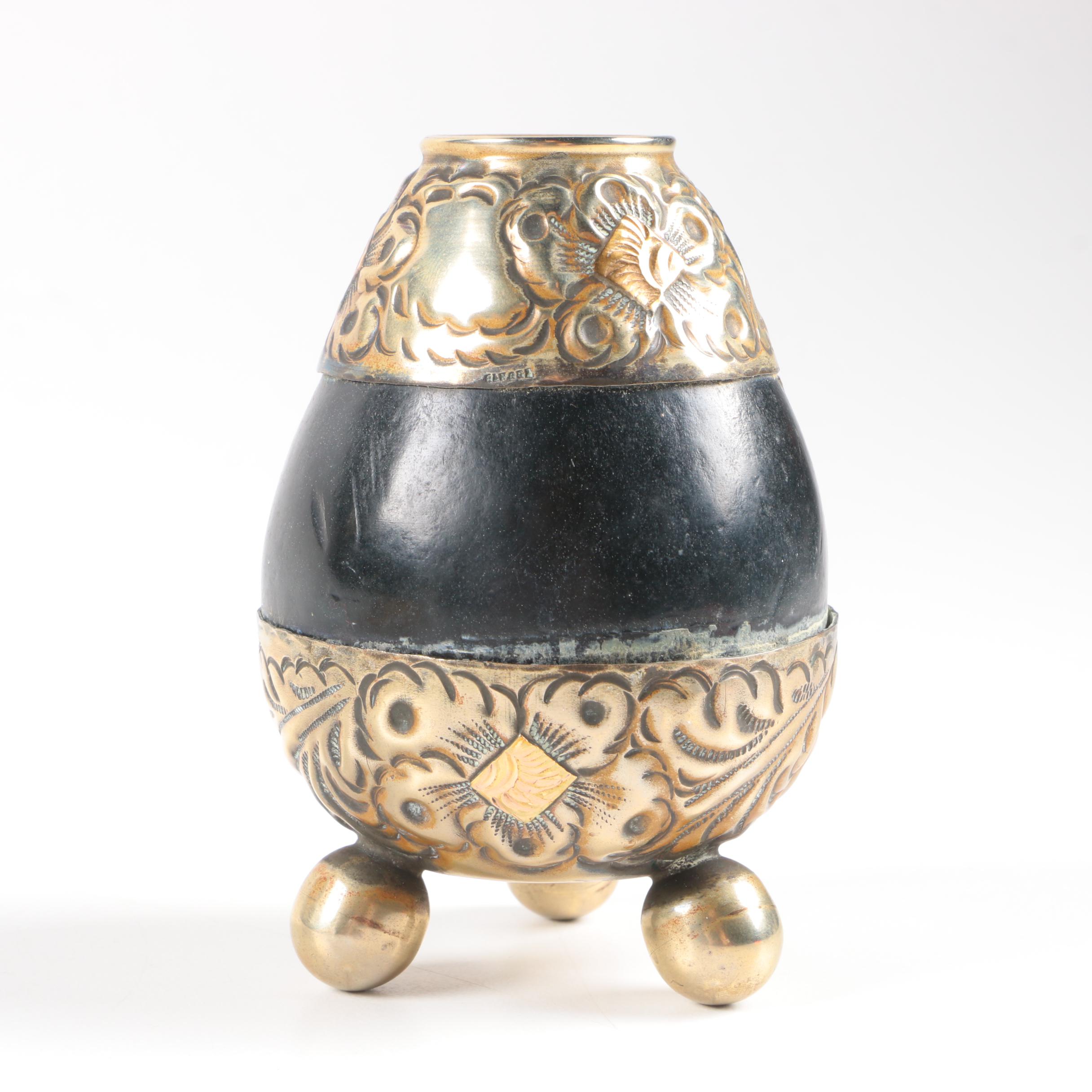 Herend "Rothchild Bird" Porcelain Bud Vases and Argentinian Mate Cup Set