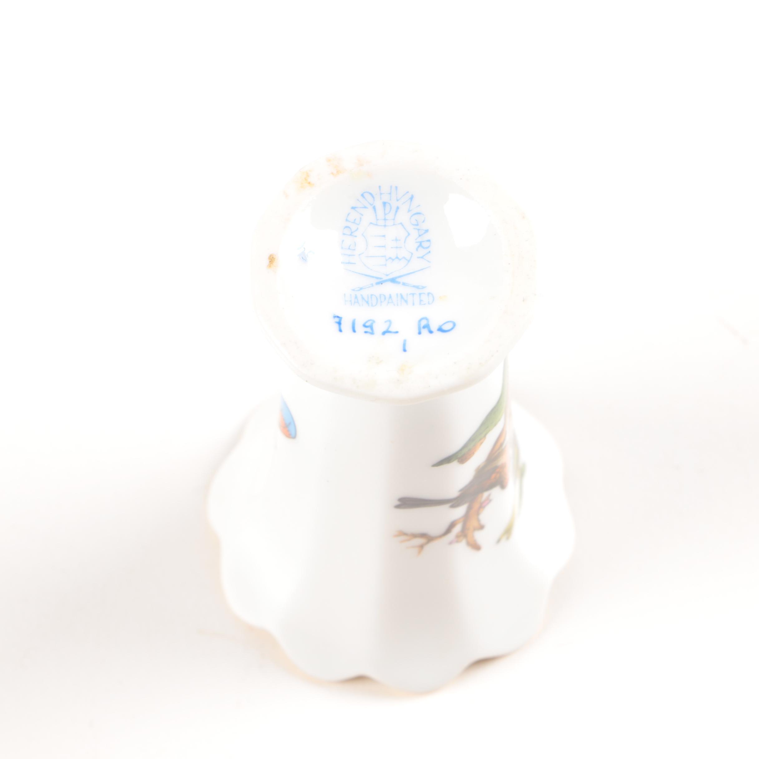 Herend "Rothchild Bird" Porcelain Bud Vases and Argentinian Mate Cup Set