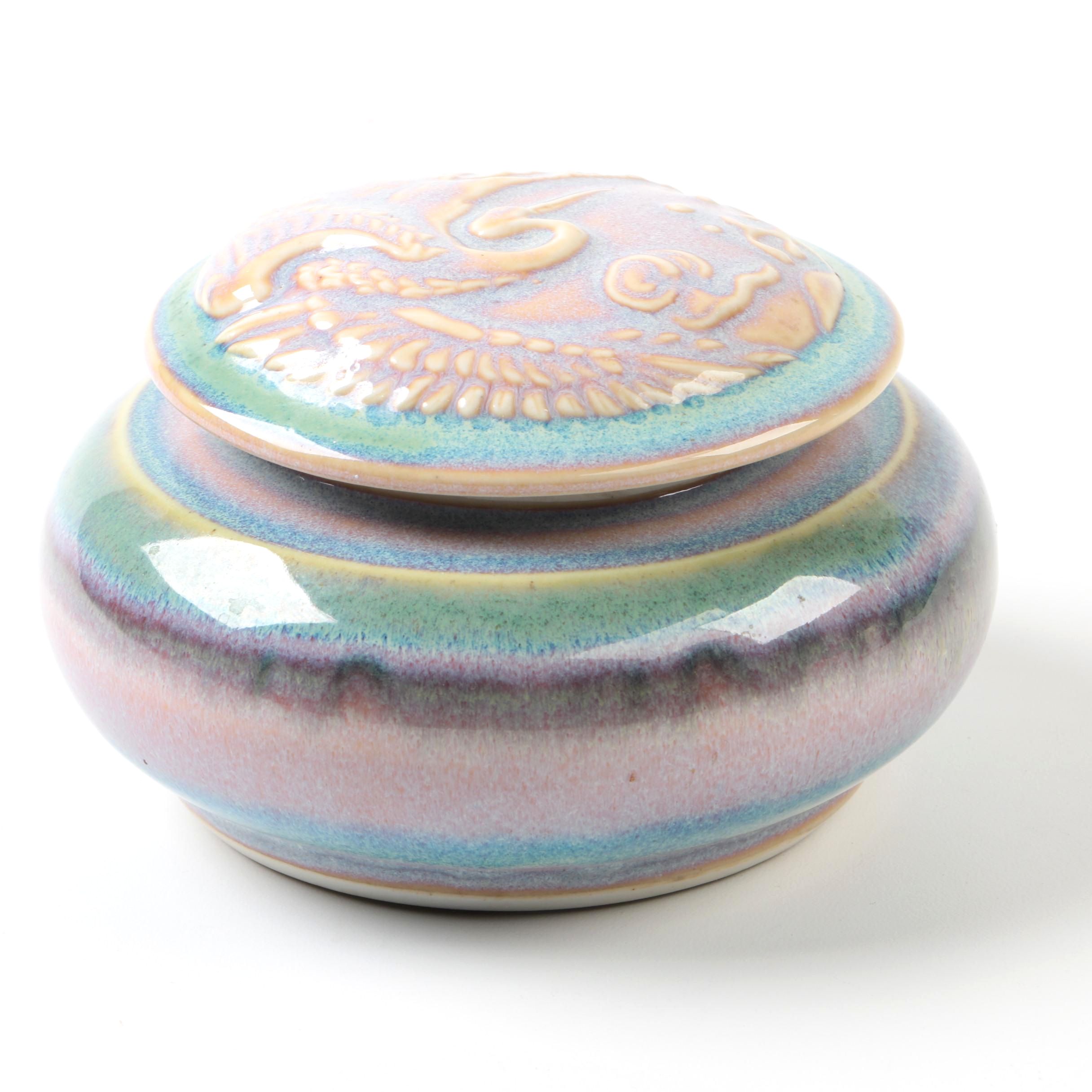 Thrown Pastel Glazed Ceramic Container