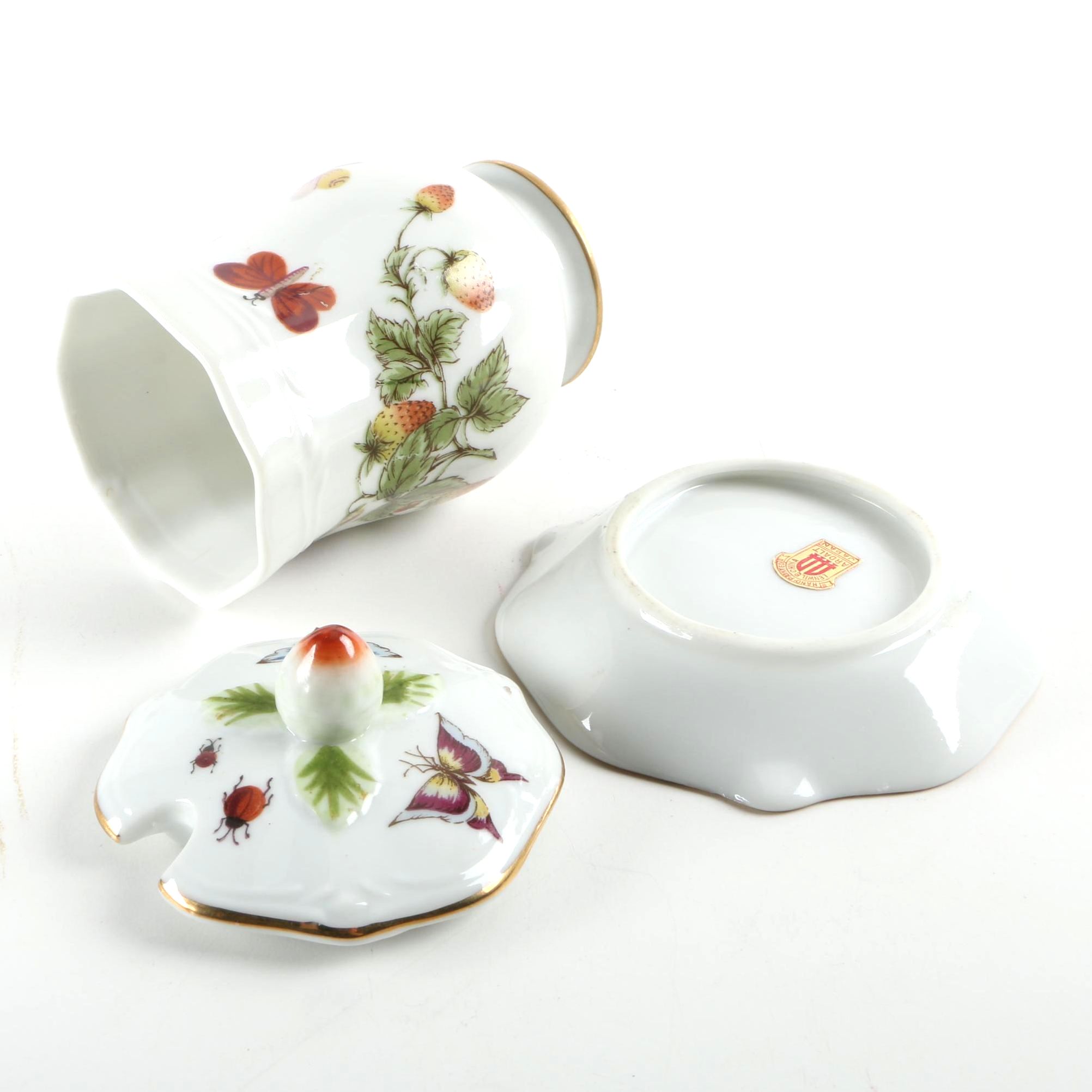 Lenwile Ardalt Hand-Painted Porcelain Jam Jar & Saucer