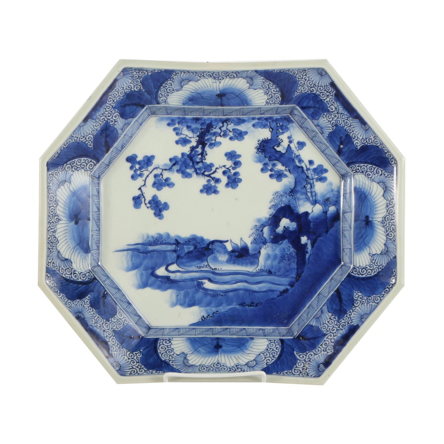 Early Meiji Period Platter Blue and White Platter
