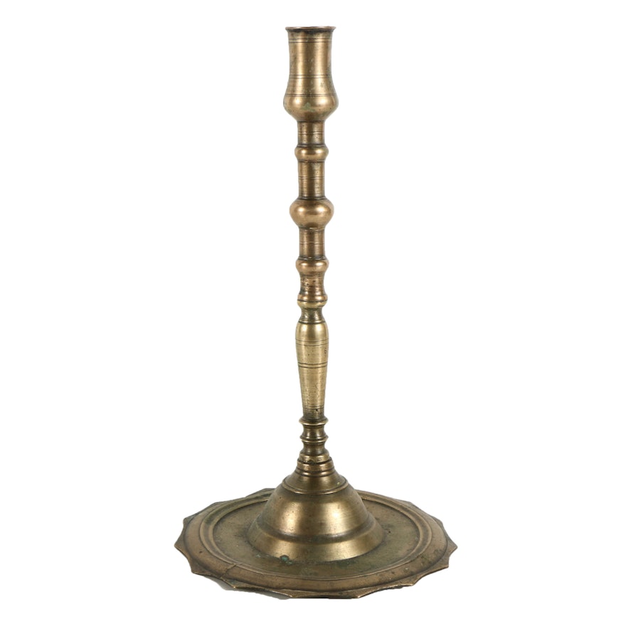 Mid 19th Century English Brass Push Up Candlestick