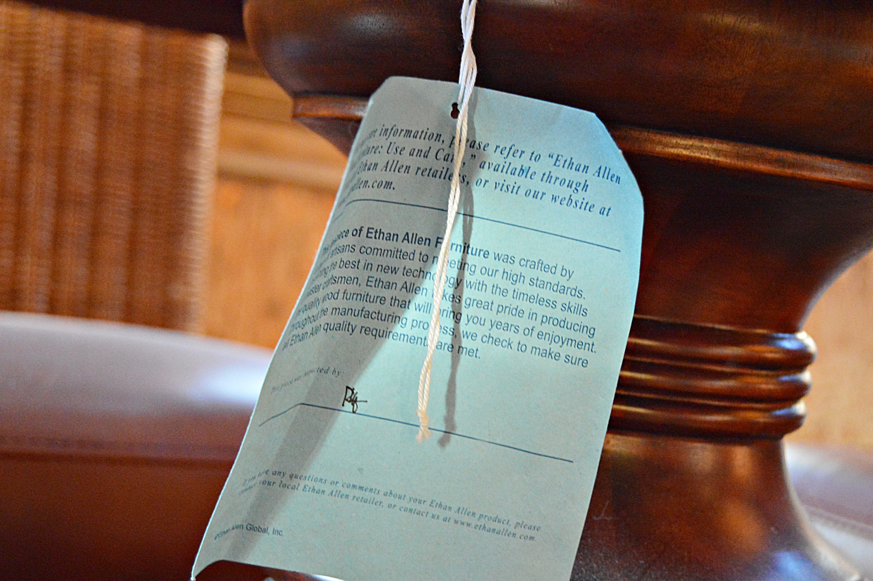 Ethan Allen Wicker and Wood Dining Set with Round Pedestal Table and Four Chairs