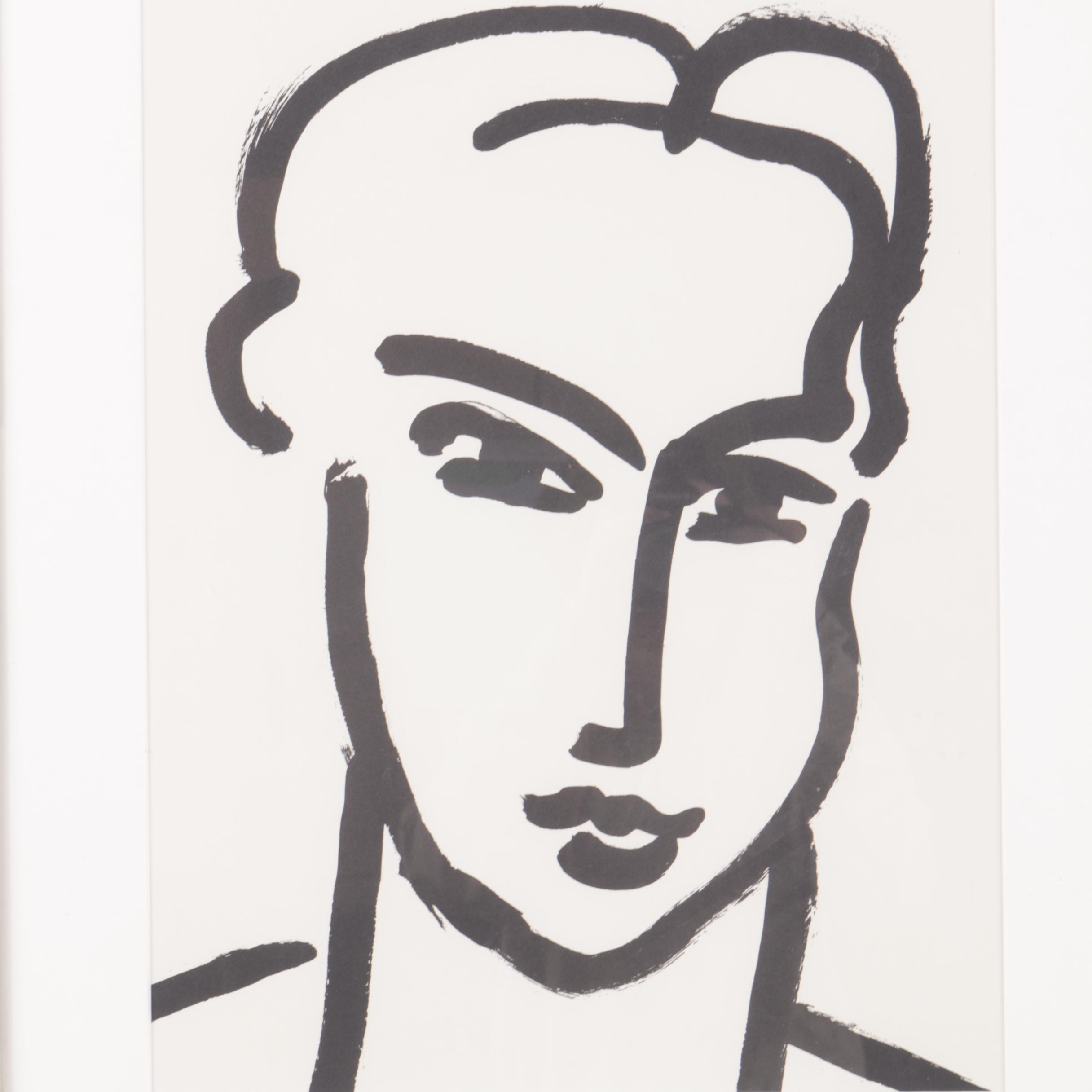 Lithograph on Paper After Henri Matisse "Grande tete de Katia"