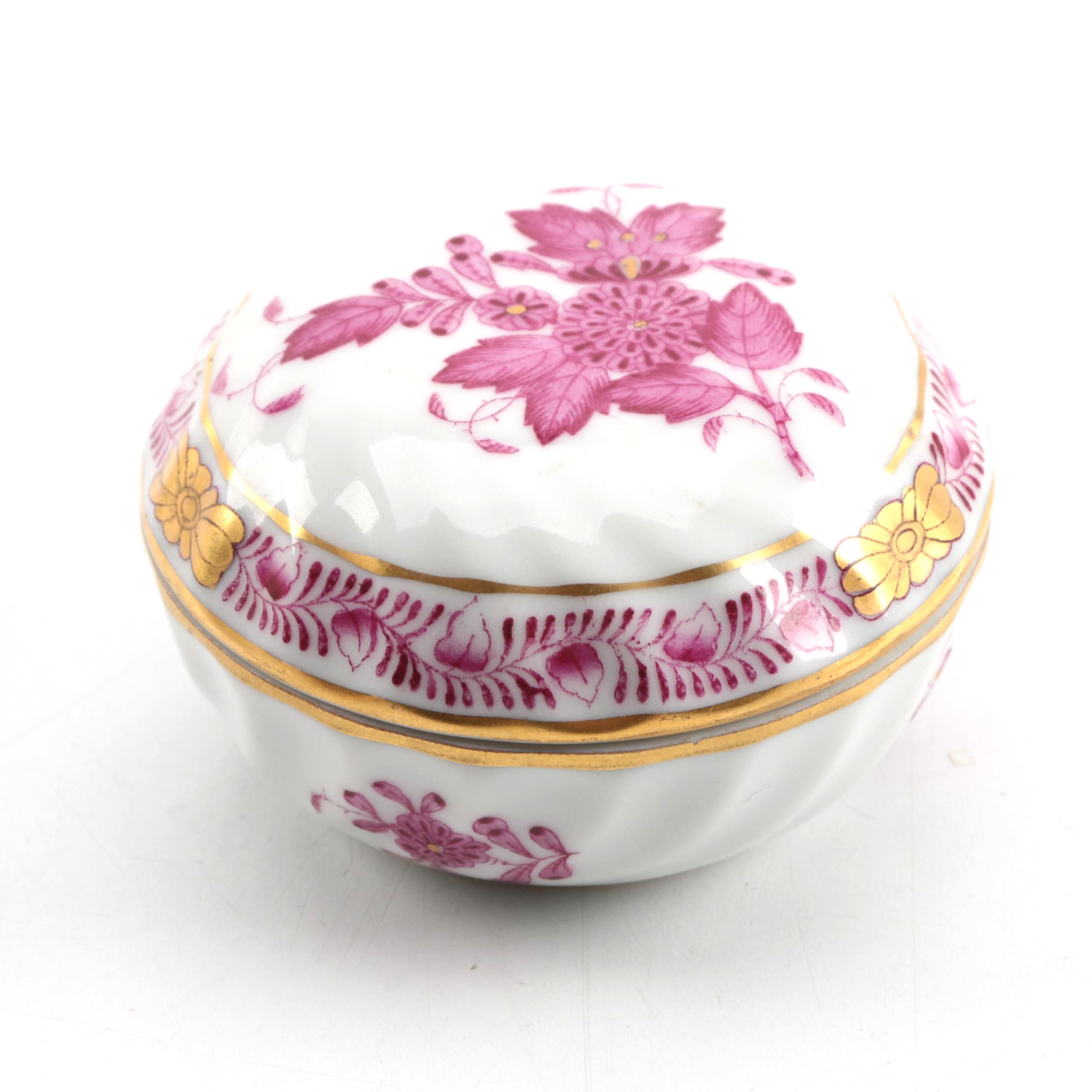 Herend Hungary Porcelain "Chinese Bouquet Raspberry" Ring Box